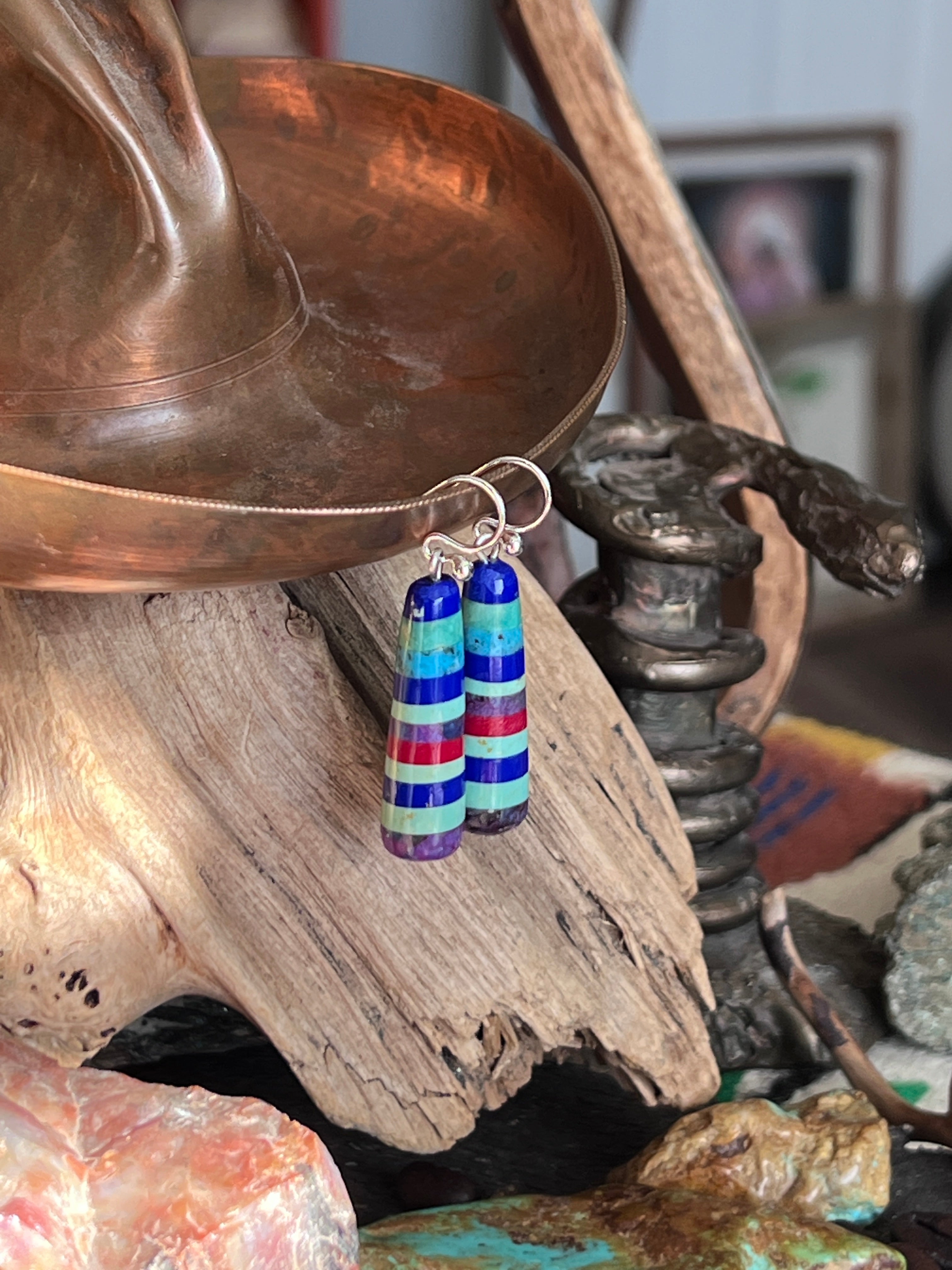 Santo Domingo Layered Multistone Earrings by Ronald Chavez, Stacked Gems #7
