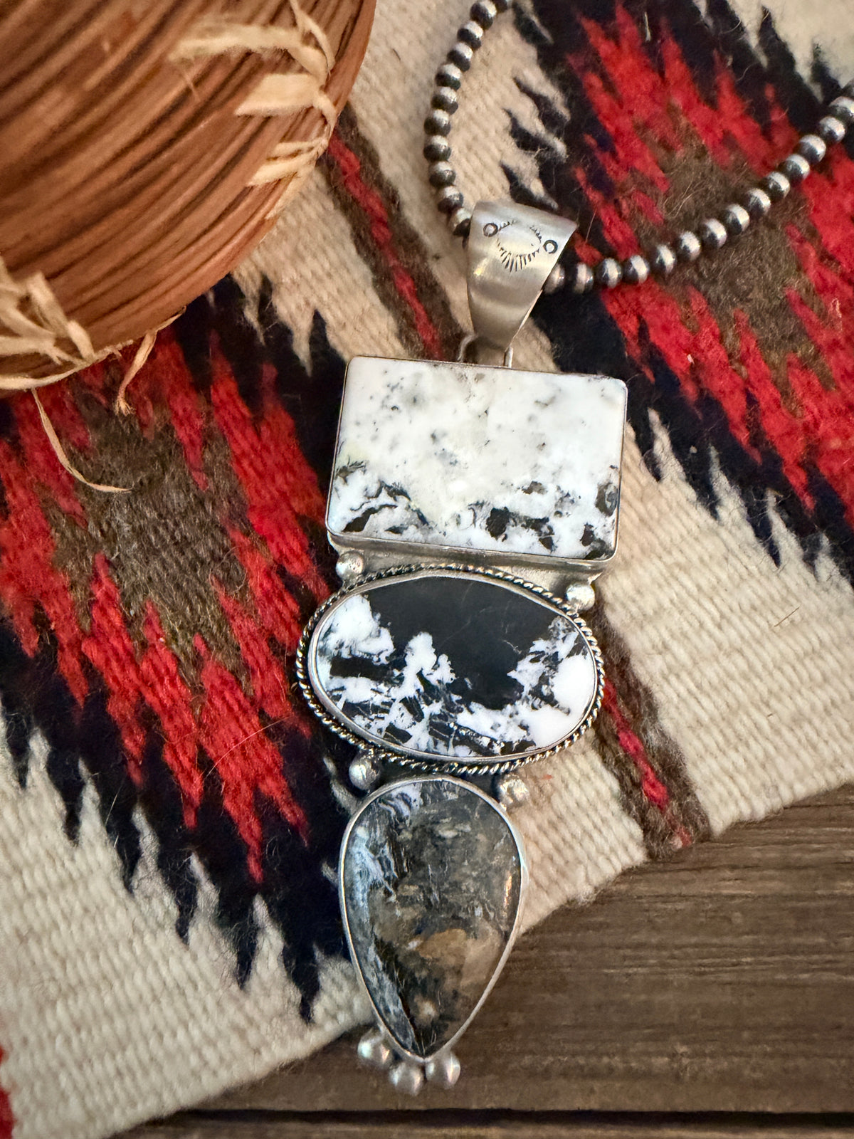 Handcrafted Sterling Silver & White Buffalo Pendant by Fred Francis