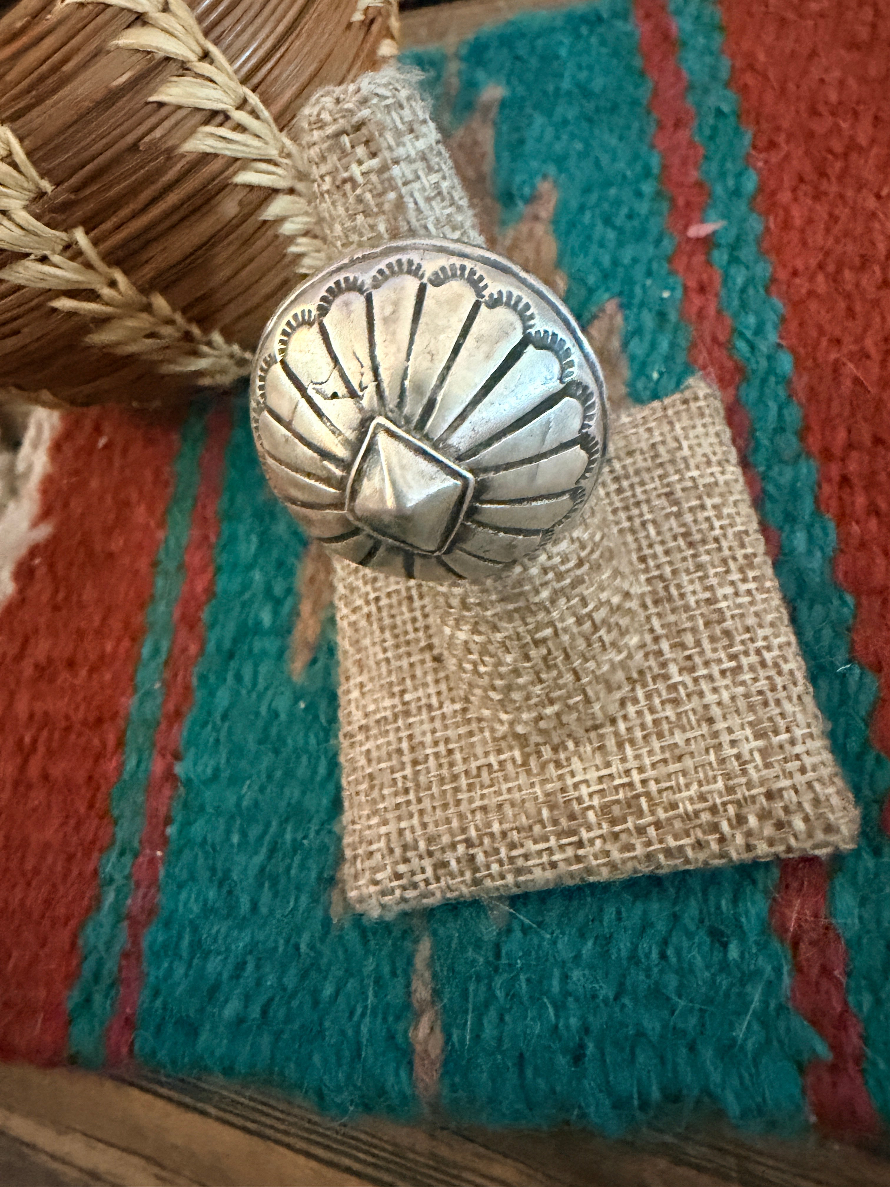 Handcrafted Sterling Silver Concho Ring Size 6.5 by Patrick Yazzie