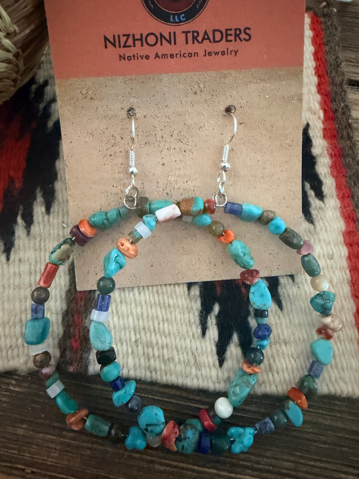 Handcrafted Multi Stone Beaded Dangle Hoop Earrings