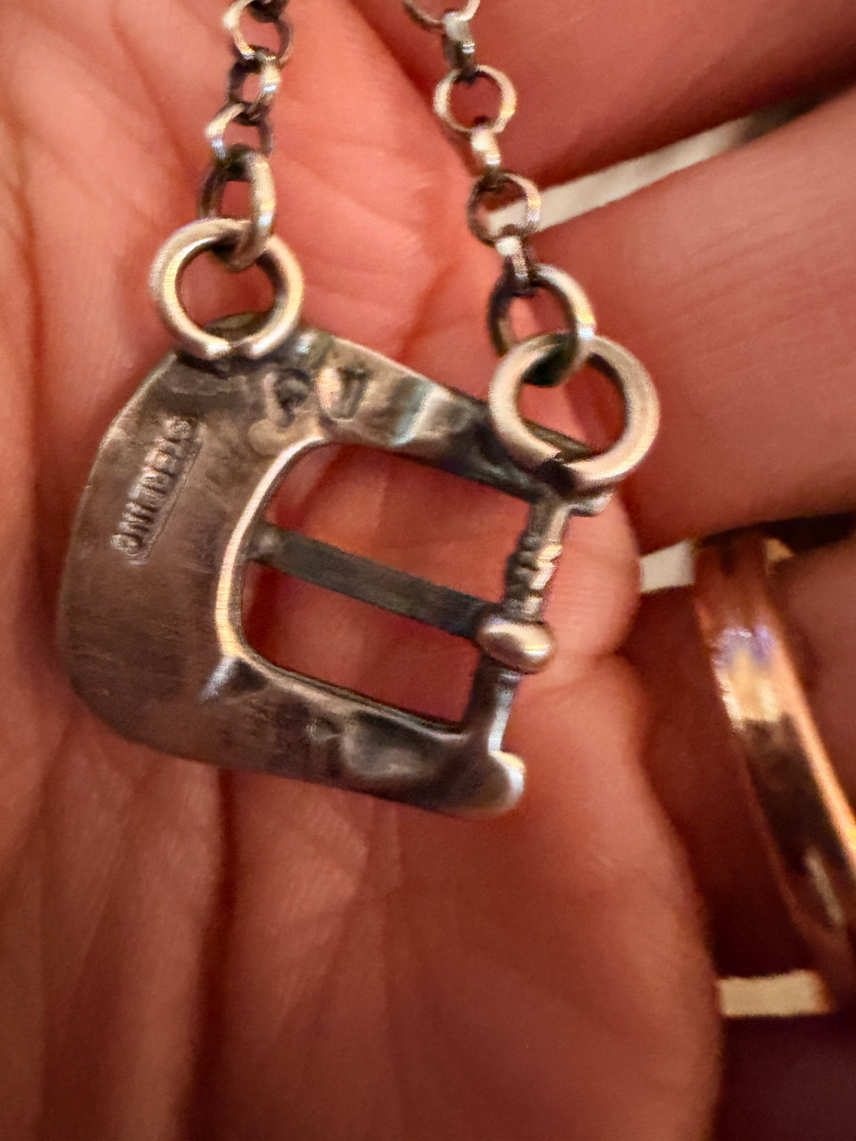 Handcrafted Sterling Silver Belt Buckle Necklace
