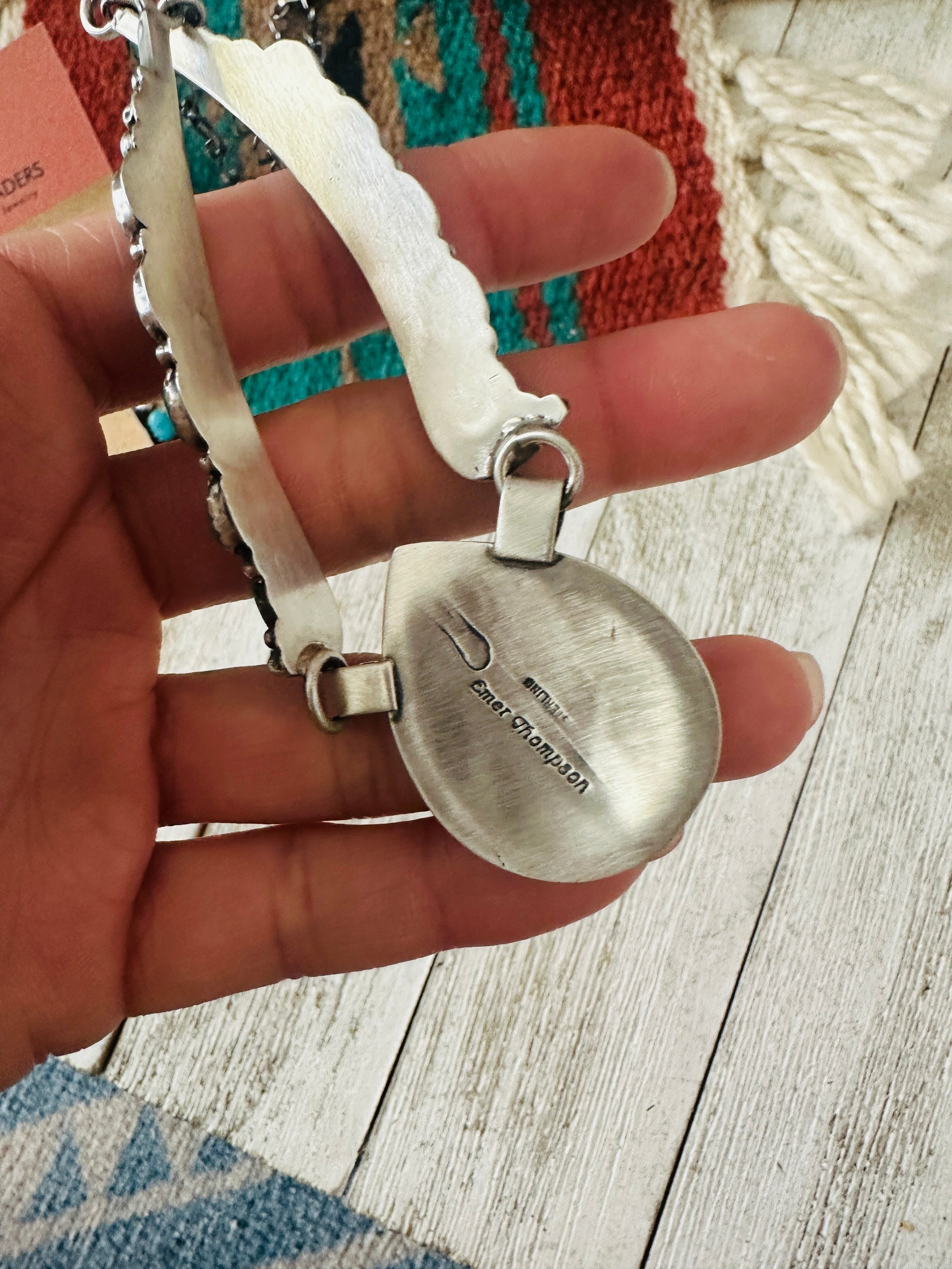 Navajo Sterling Silver & Turquoise Cluster Necklace and Earring Set