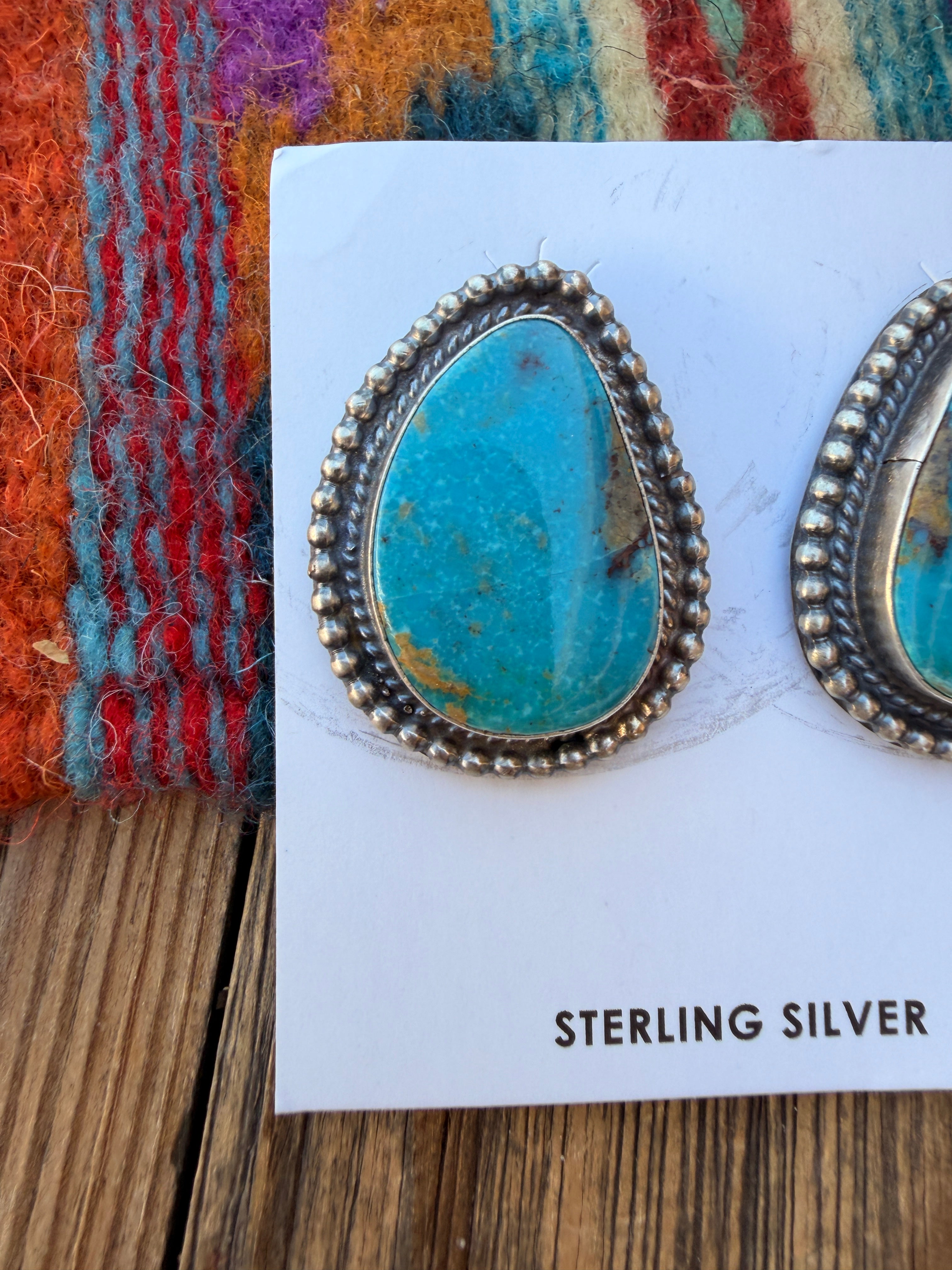 Handcrafted Turquoise & Sterling Silver Post Earrings