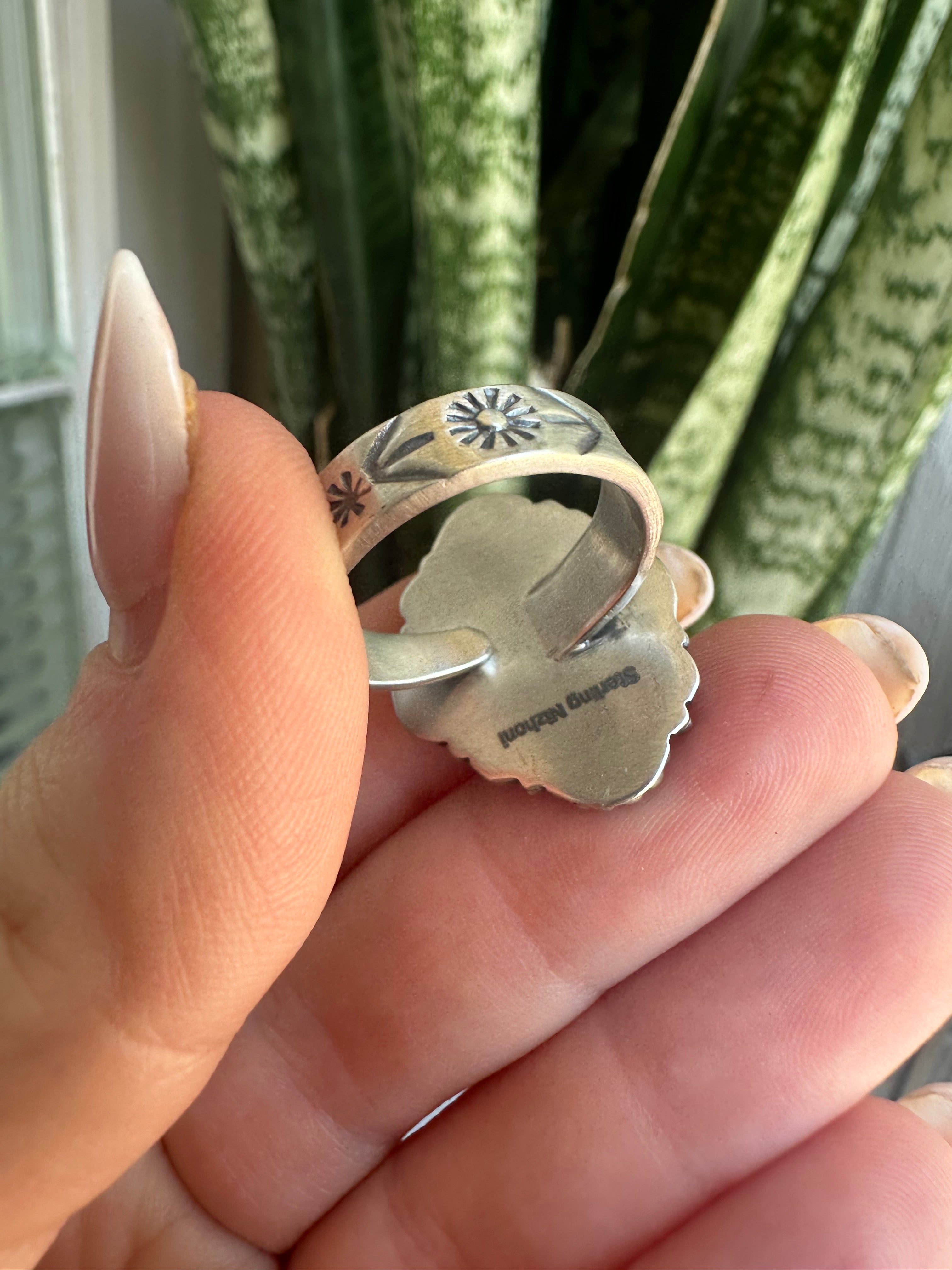 Beautiful Handmade Sonoran Mountain Turquoise And Sterling Silver Adjustable Ring