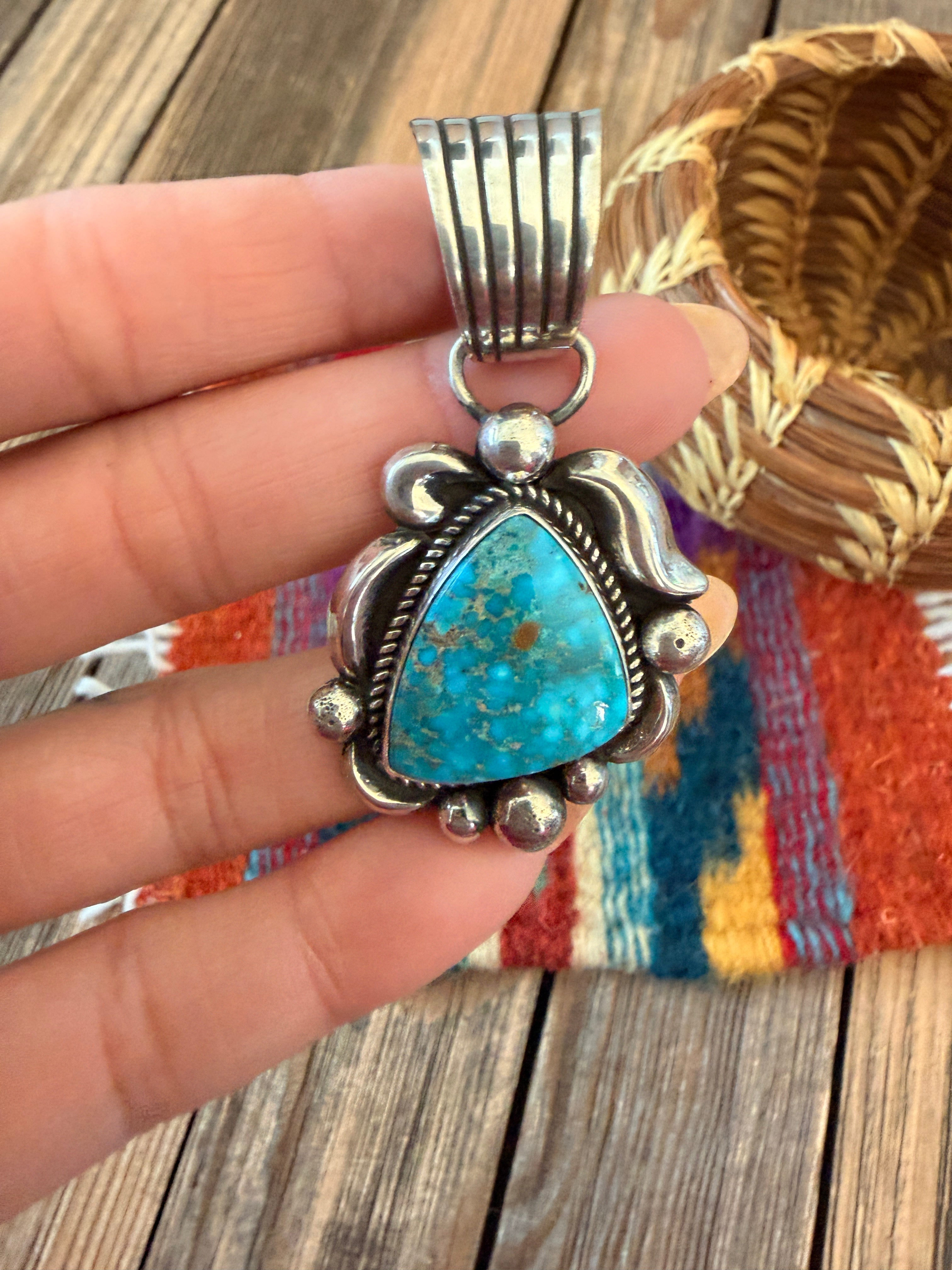 Handcrafted Sterling Silver & Turquoise Pendant by Albert Jake