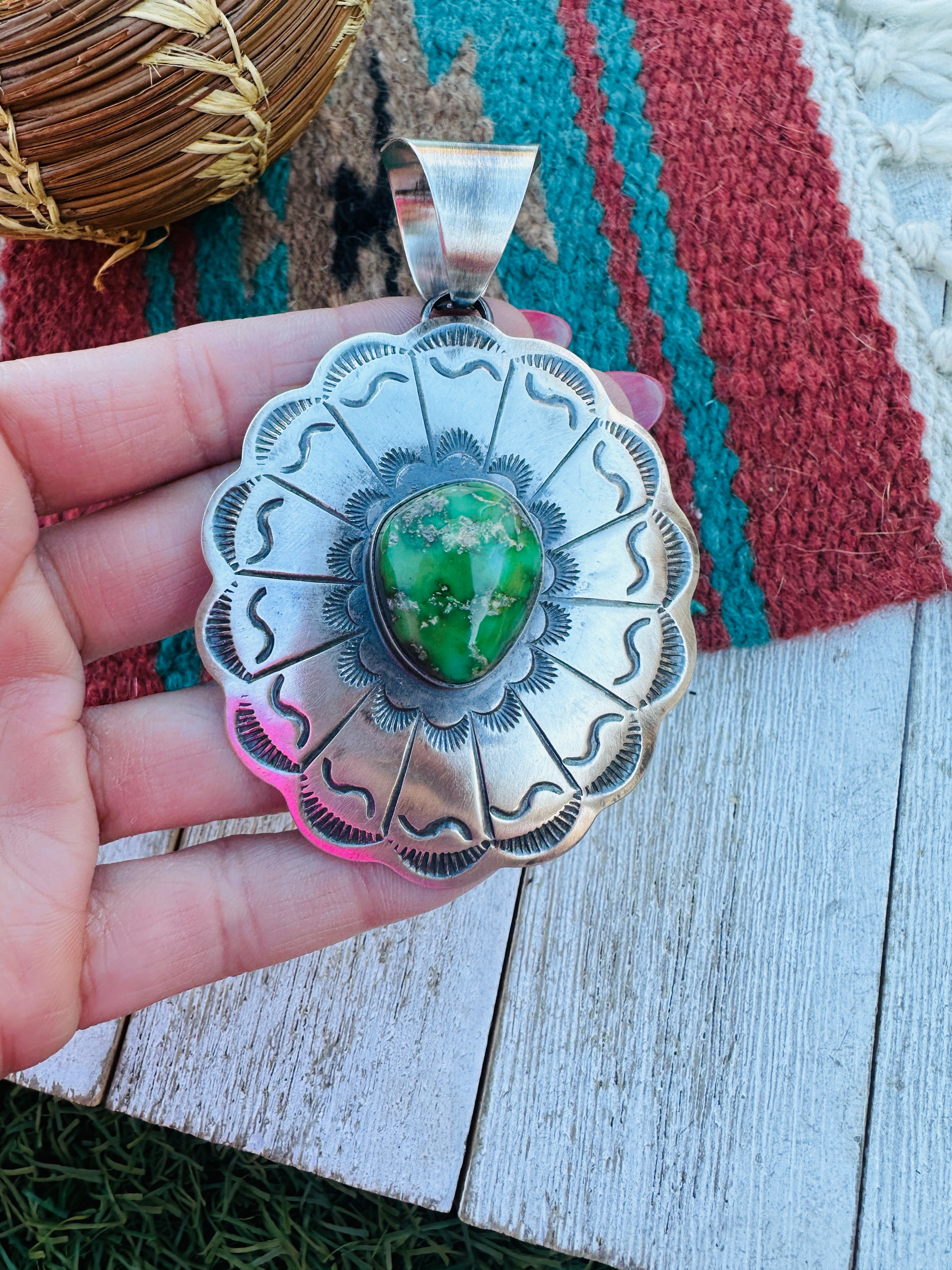 Handcrafted Sterling Silver & Sonoran Mountain Turquoise Pendant by Chimney Butte