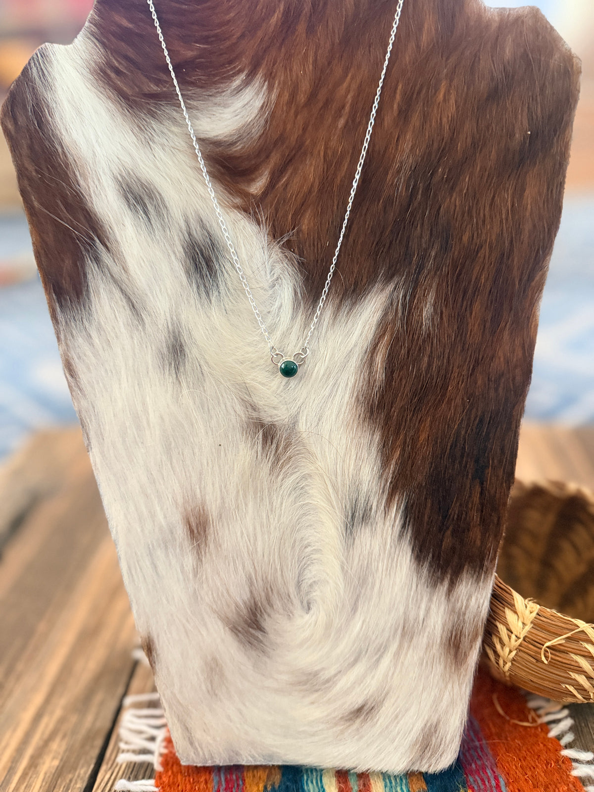 Handcrafted Sterling Silver & Malachite Dot Necklace