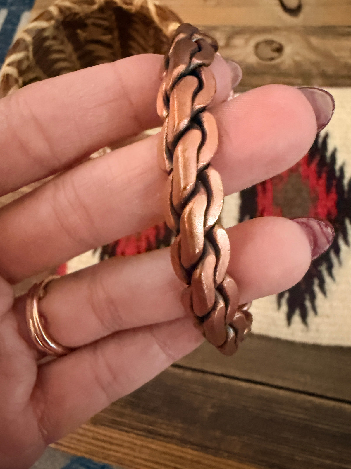 Old Pawn Vintage Handcrafted Twisted Copper Cuff Bracelet