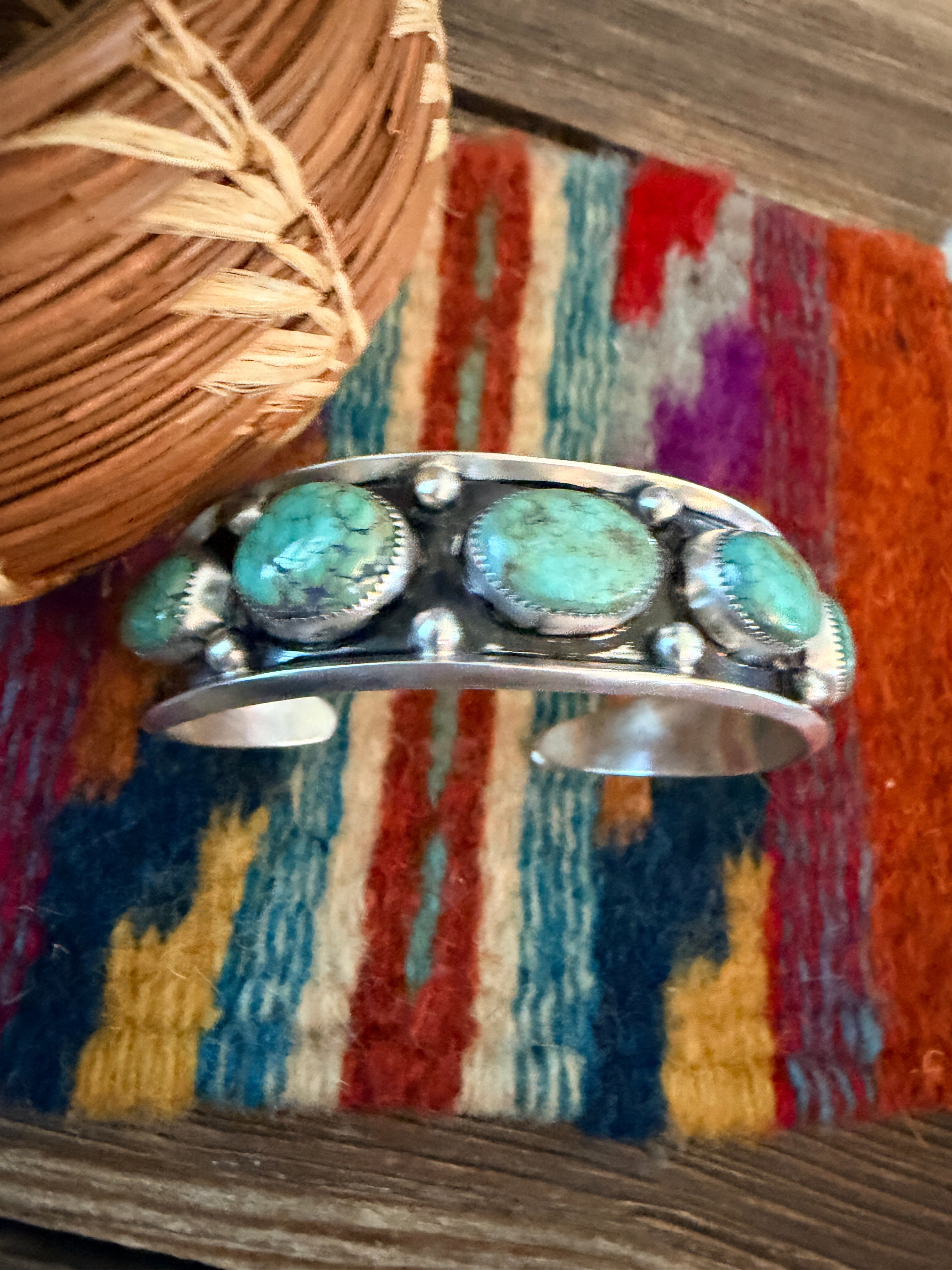 Handcrafted Royston Turquoise & Sterling Silver Cuff Bracelet by Paul Largo