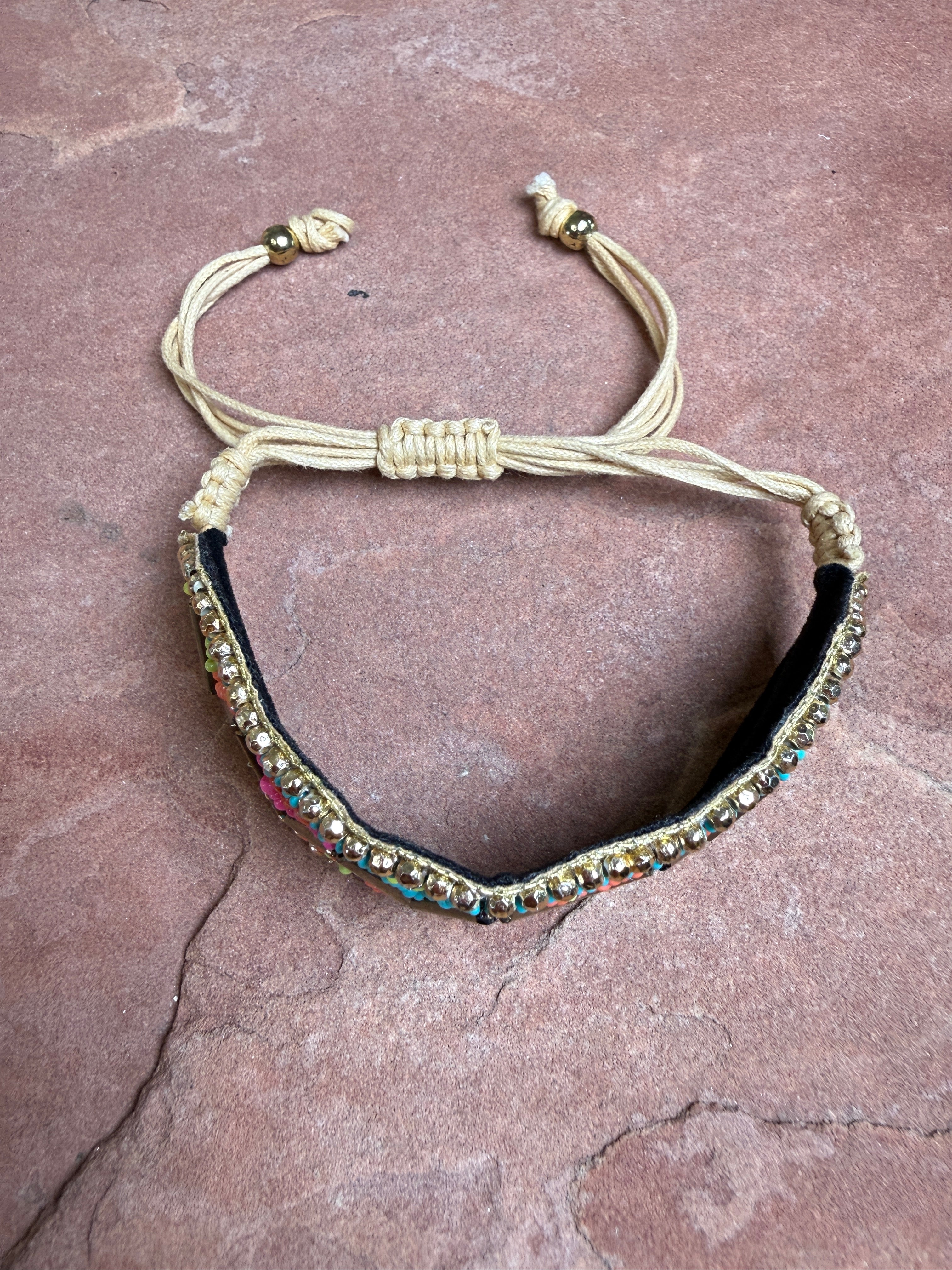 “The Golden Collection” Handmade Adjustable Beaded Bracelet or Anklet