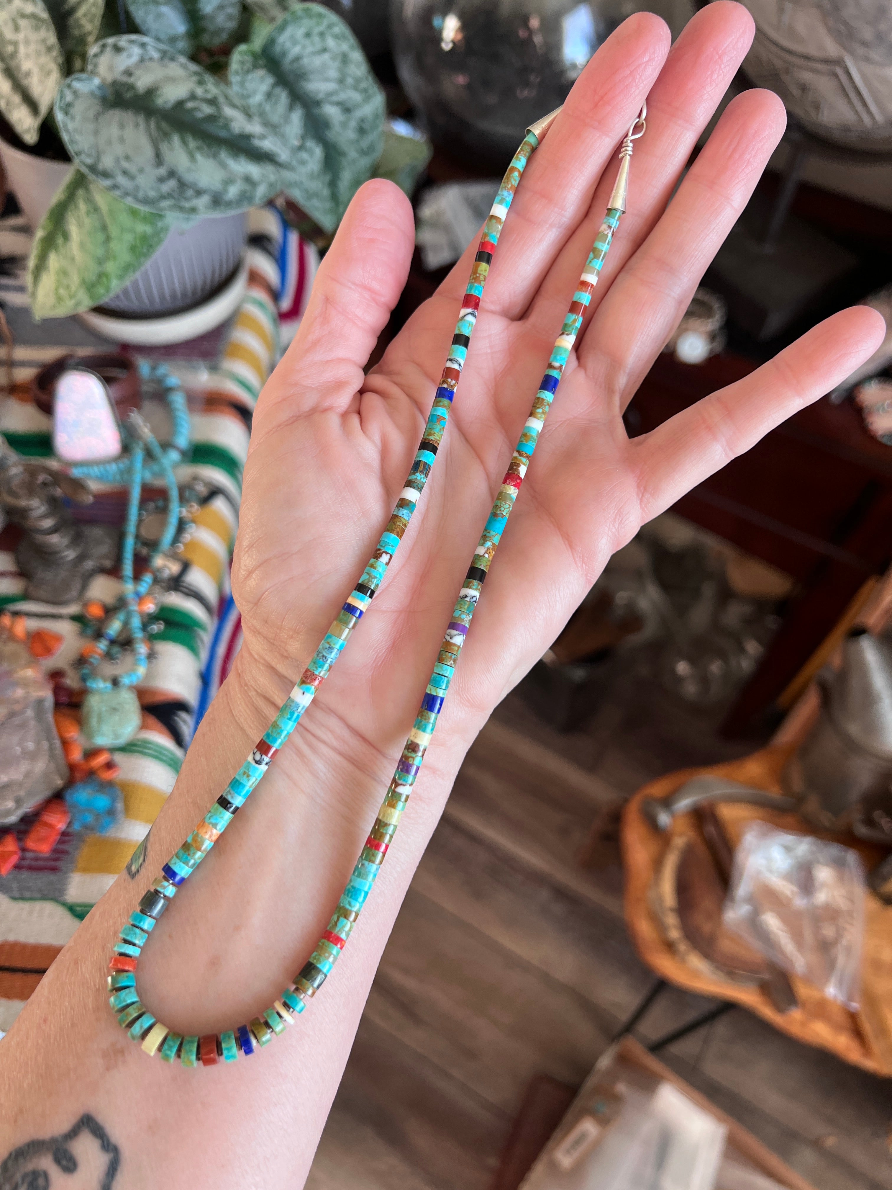 Ronald Chavez Handcrafted Multistone Graduated Heishi Bead Necklace, 20-3/8 inches