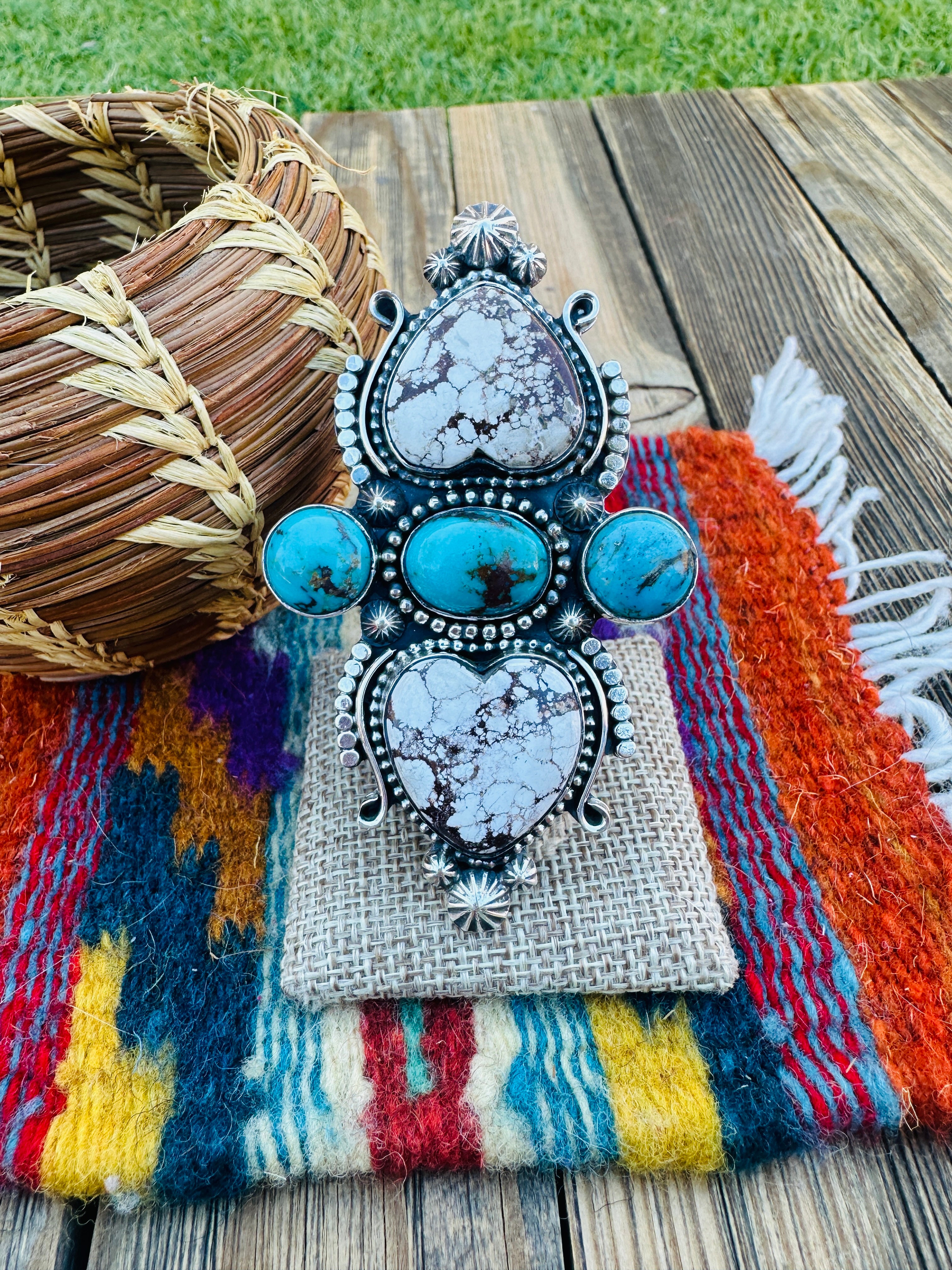 Handcrafted Wild Horse, Turquoise & Sterling Silver Ring 10 by Rosella Paxson