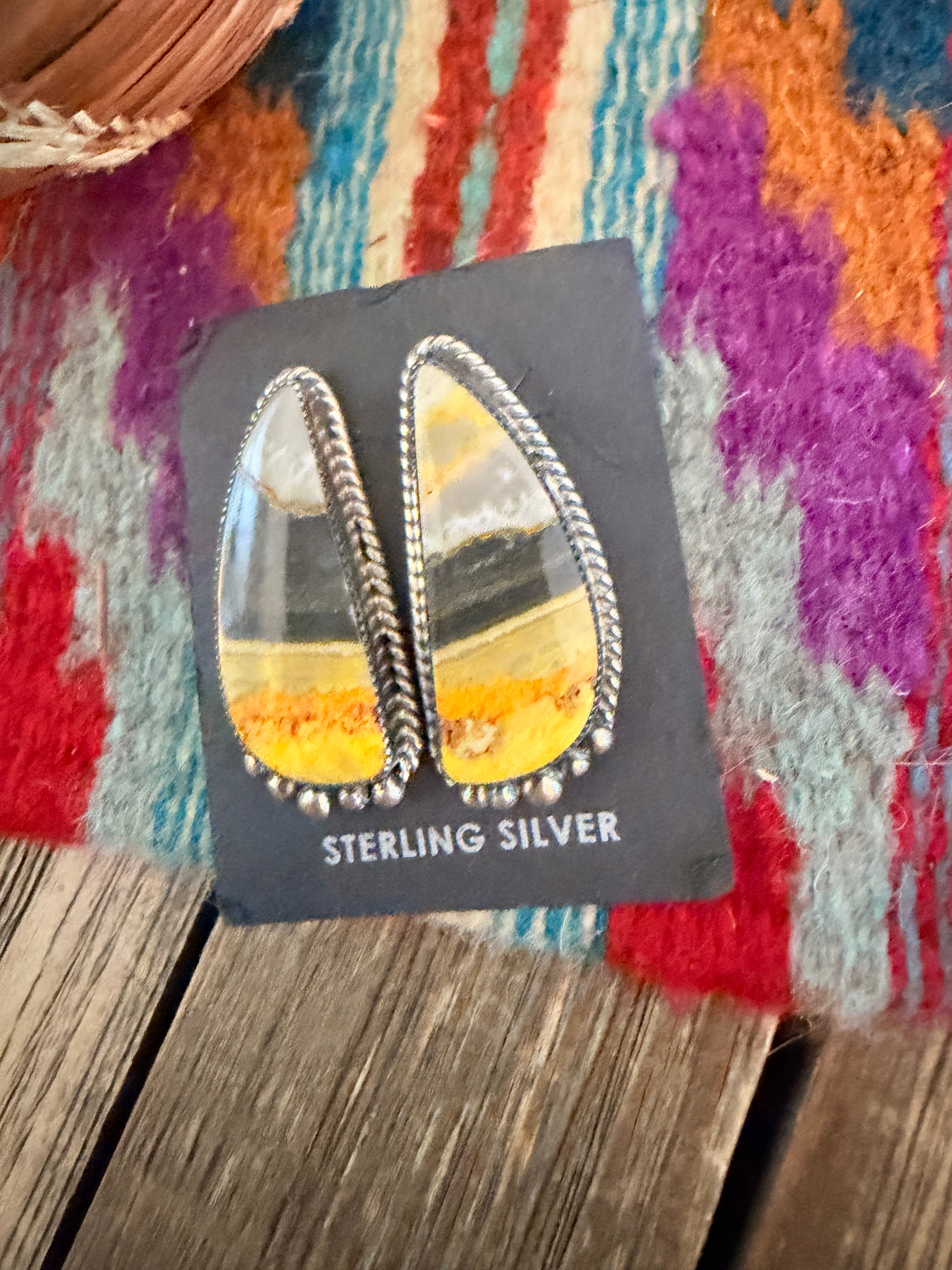 Handcrafted Bumblebee & Sterling Silver Post Earrings