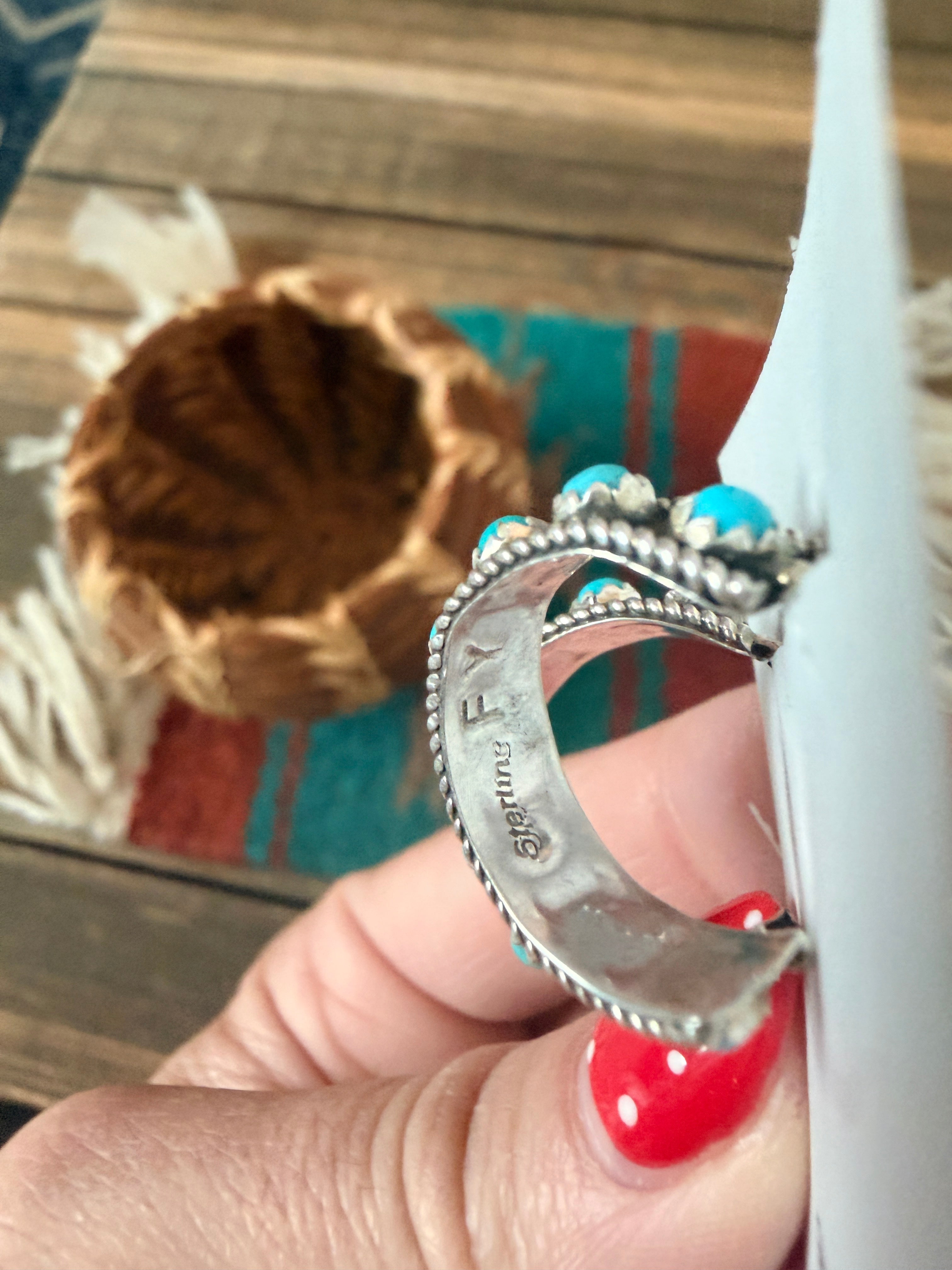 Handcrafted Turquoise & Sterling Silver Snake Eye Hoop Earrings