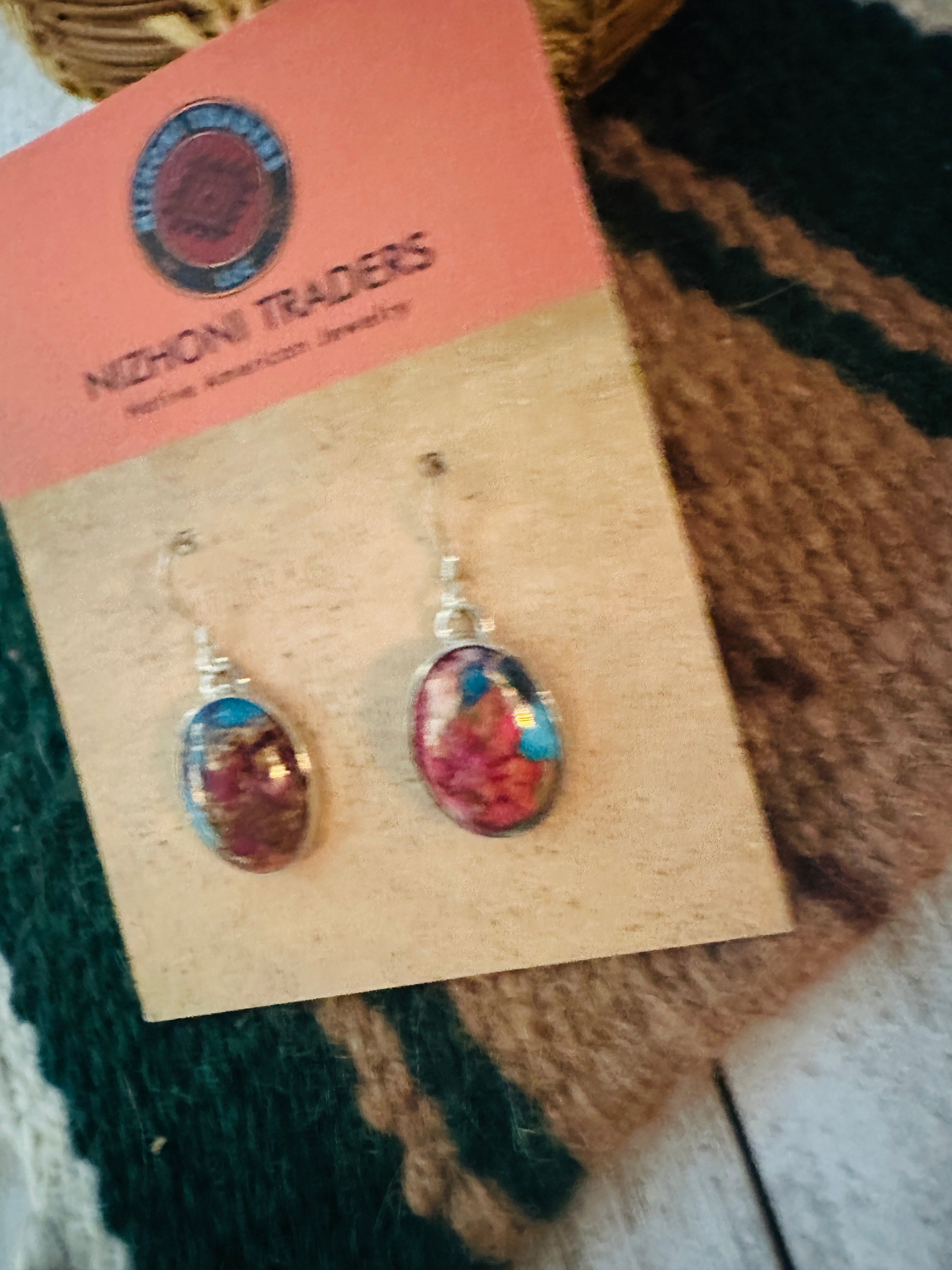 Navajo Pink Dream Mojave & Sterling Silver Dangle Earrings