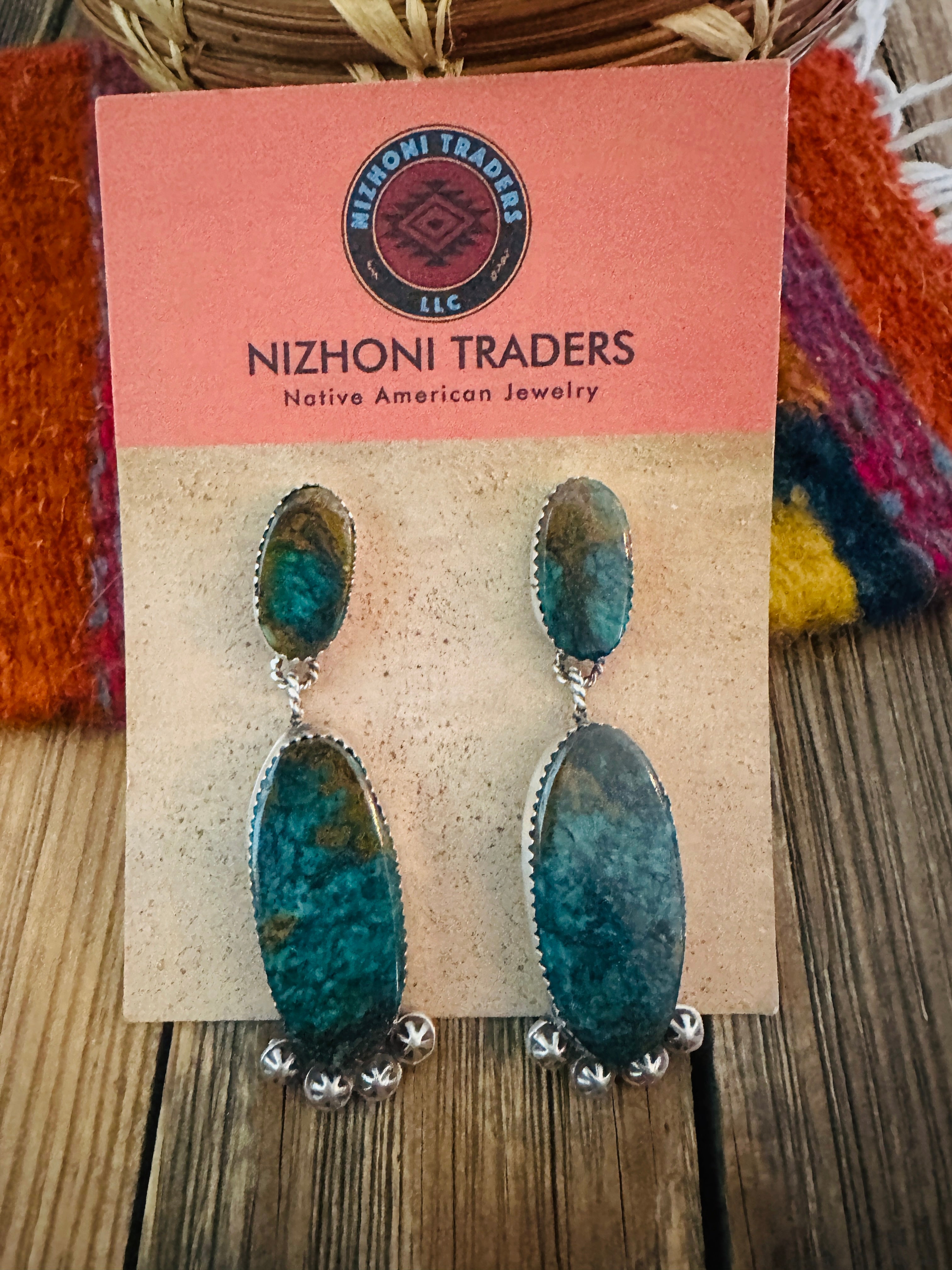 Handcrafted Turquoise & Sterling Silver Dangle Earrings