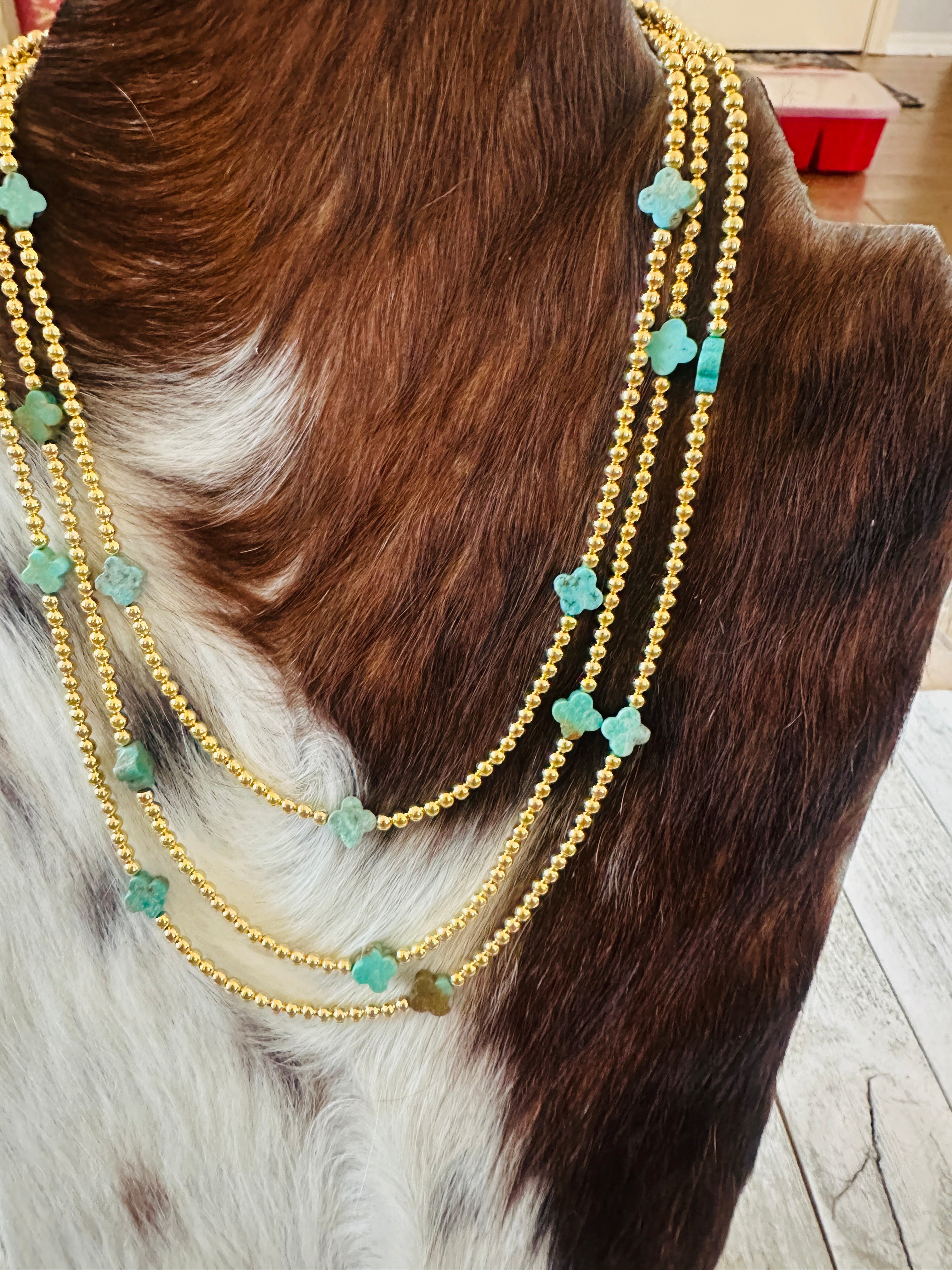 Handcrafted Gold Plated Sterling Silver & Turquoise Beaded Necklace