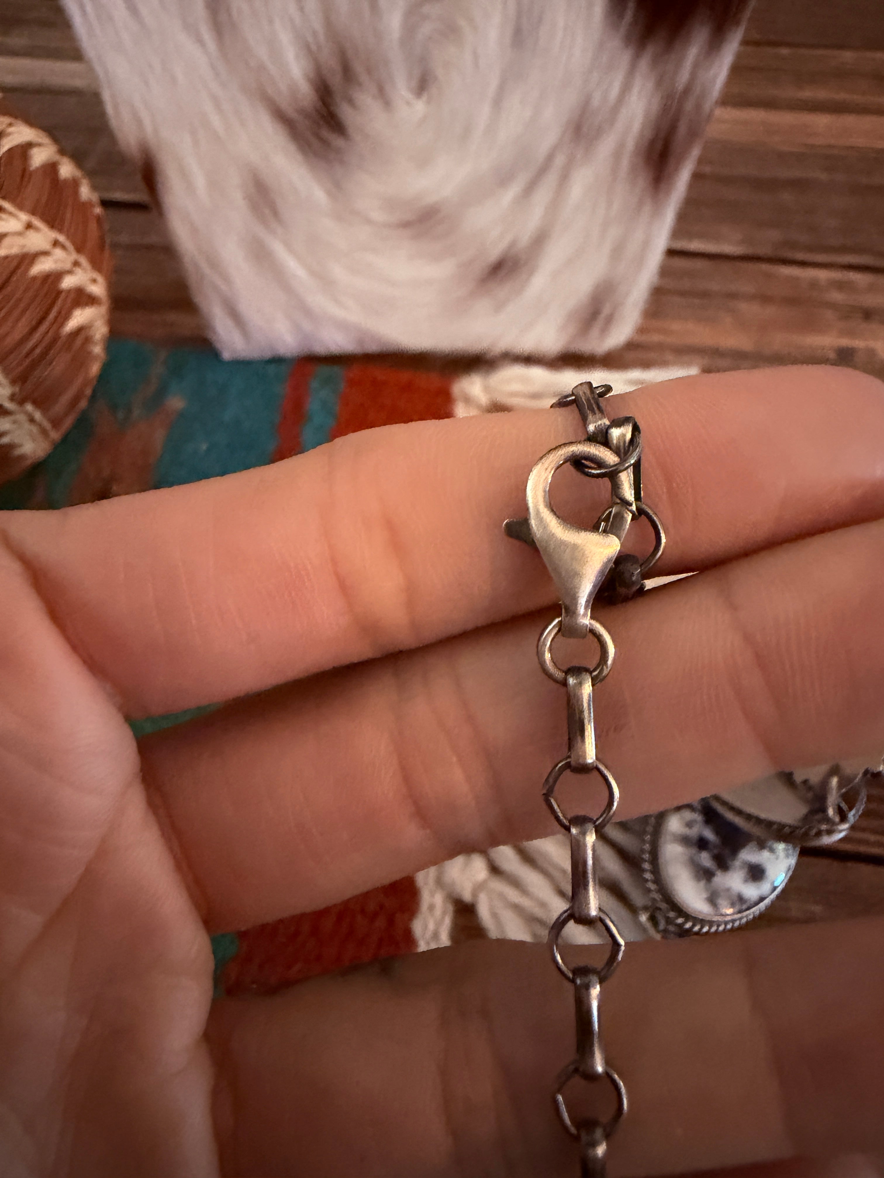 Handcrafted White Buffalo & Sterling Silver Necklace and Earring Set