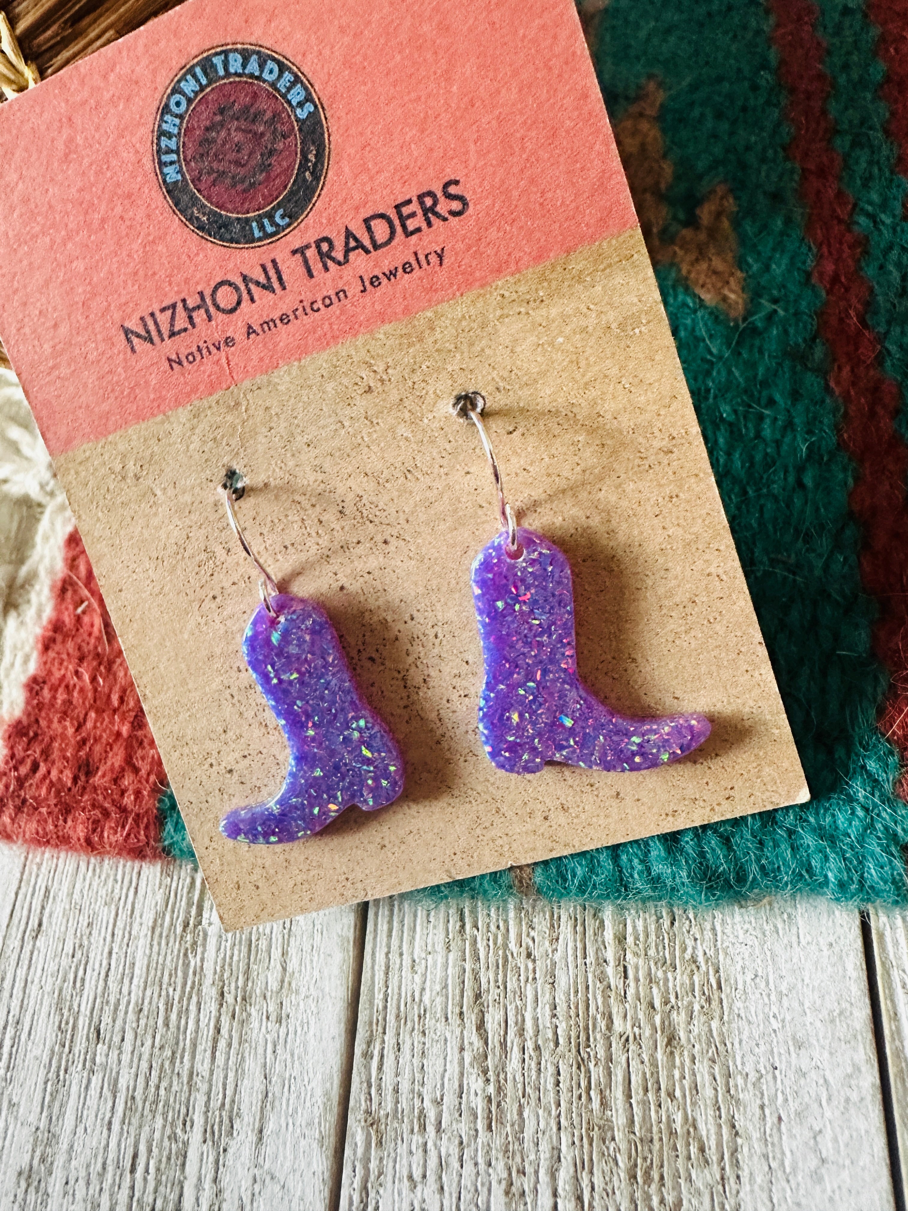 Handcrafted Sterling Silver & Opal Cowboy Boot Dangle Earrings