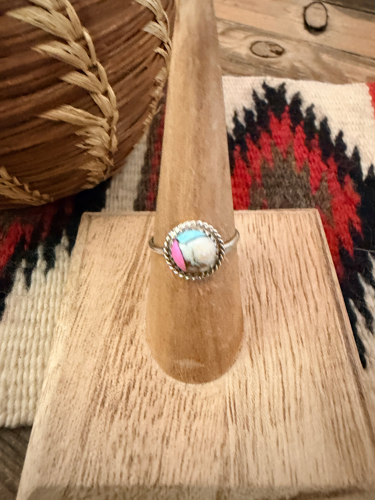 Handcrafted Sterling Silver & Cotton Candy Ring
