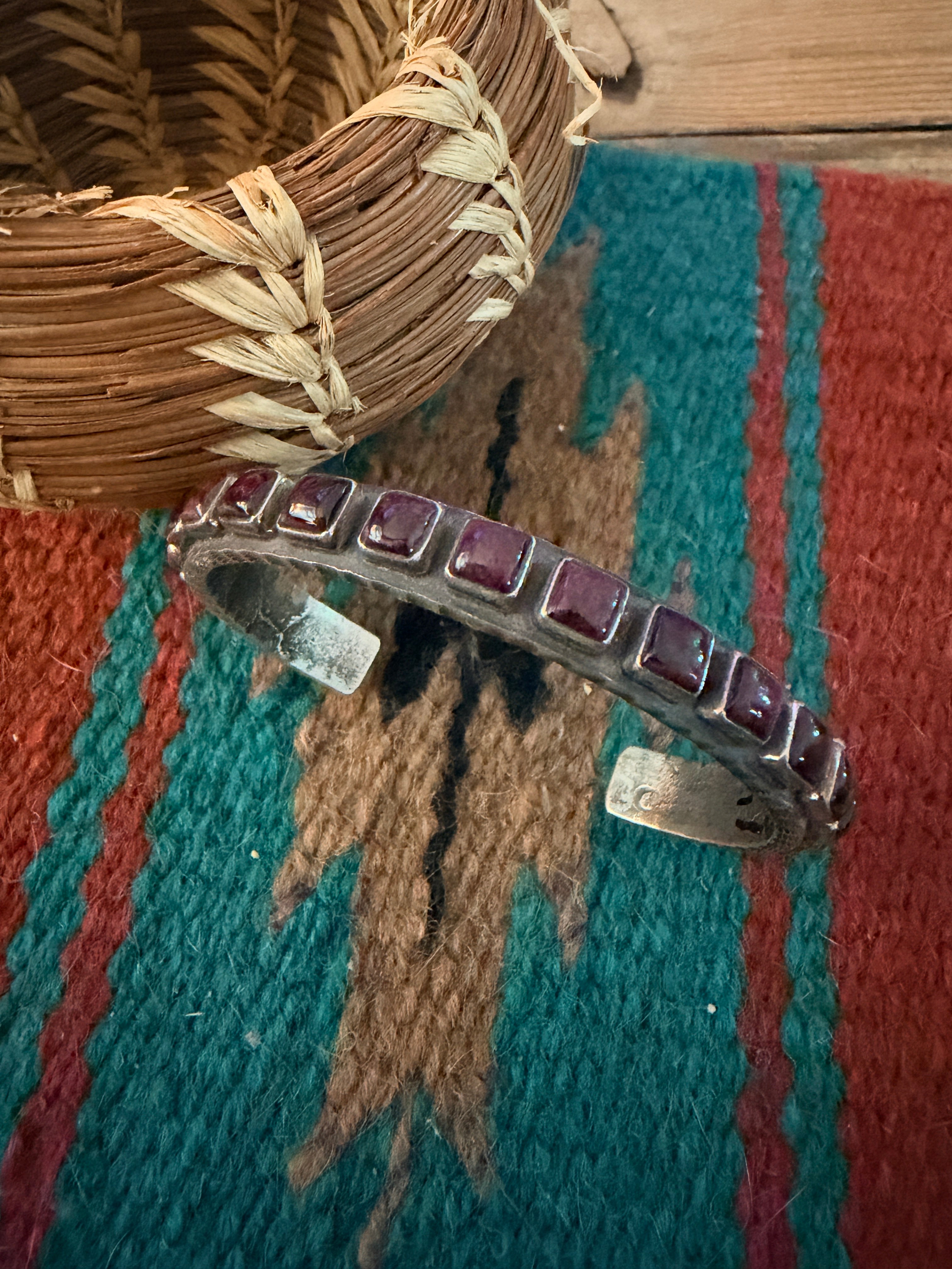 Handcrafted Purple Spiny & Sterling Silver Cuff Bracelet