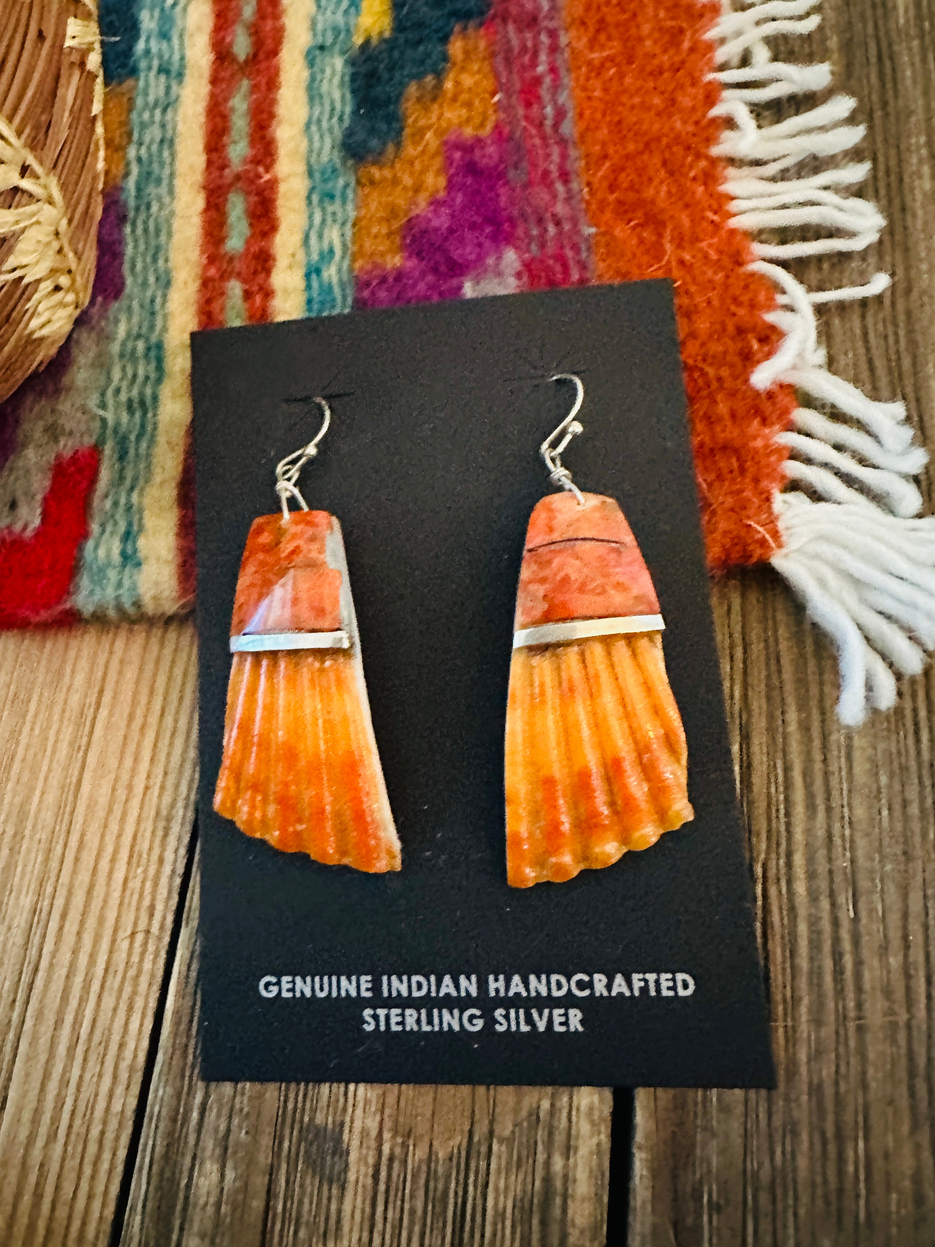 Handcrafted Spiny Oyster Shell Dangle Earrings