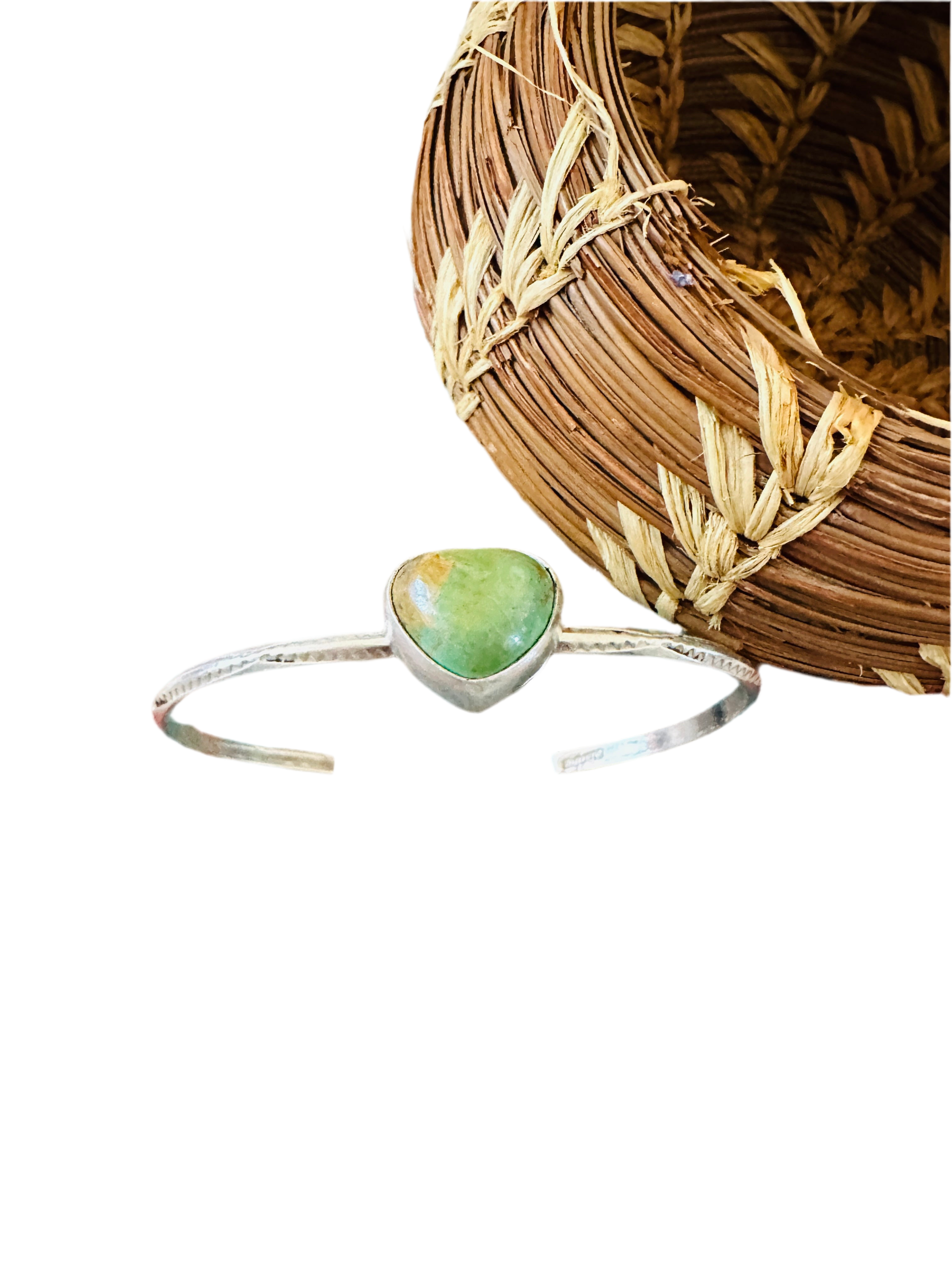 Handcrafted Turquoise & Sterling Silver Heart Cuff Bracelet
