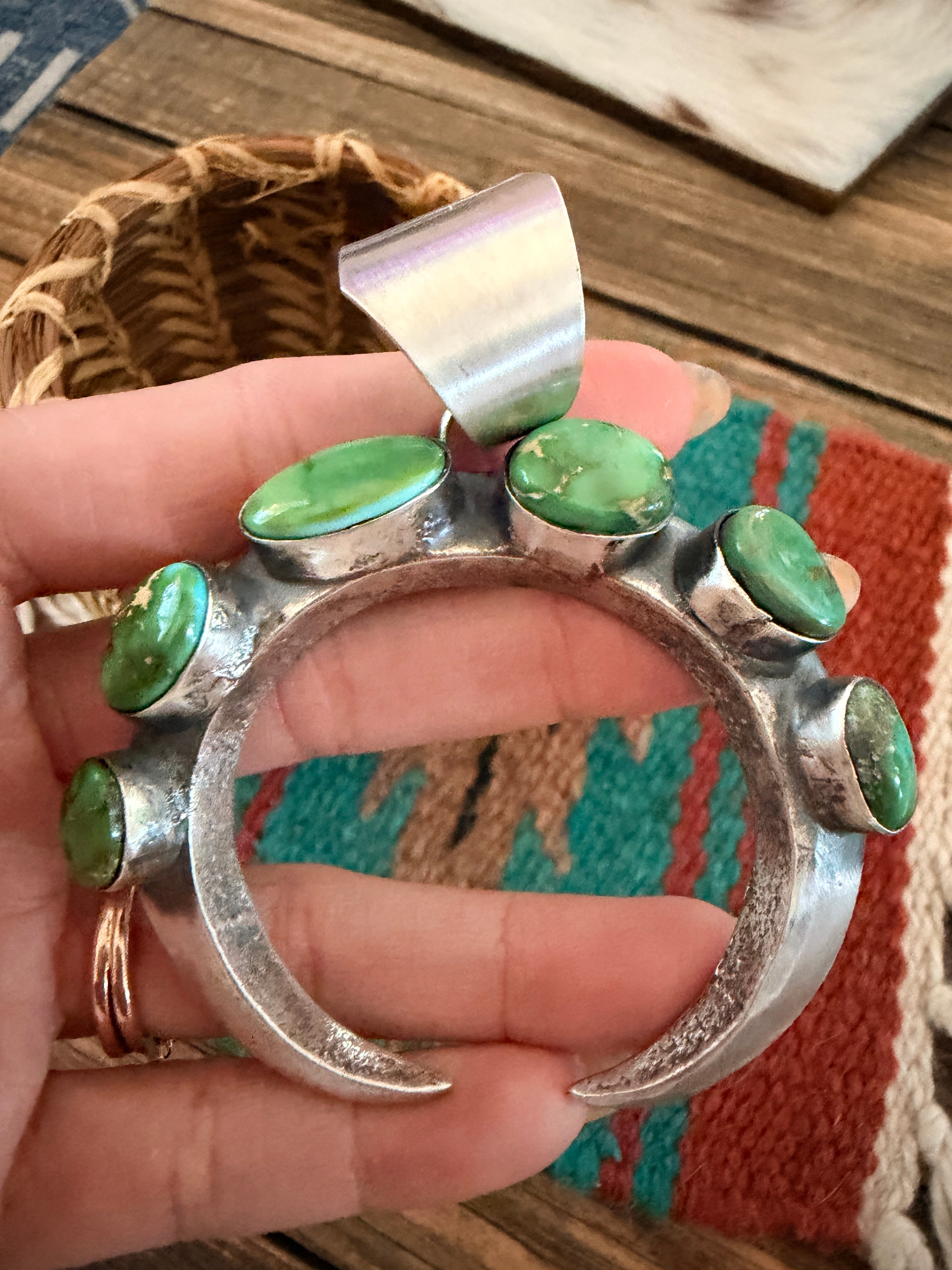 Handcrafted Sterling Silver & Sonoran Mountain Turquoise Naja Pendant by Chimney Butte