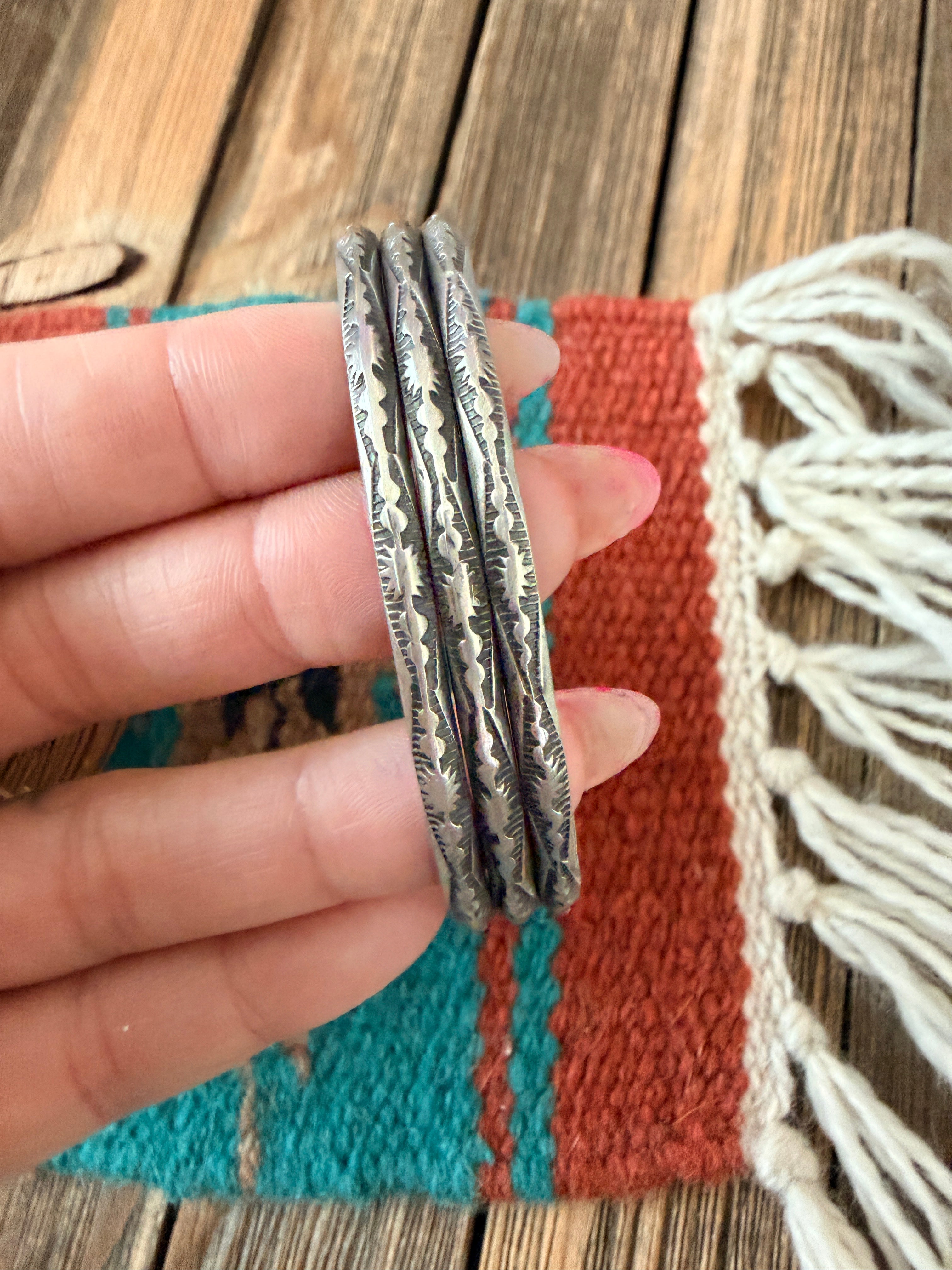 Hand Stamped Sterling Silver Cuff Bracelet