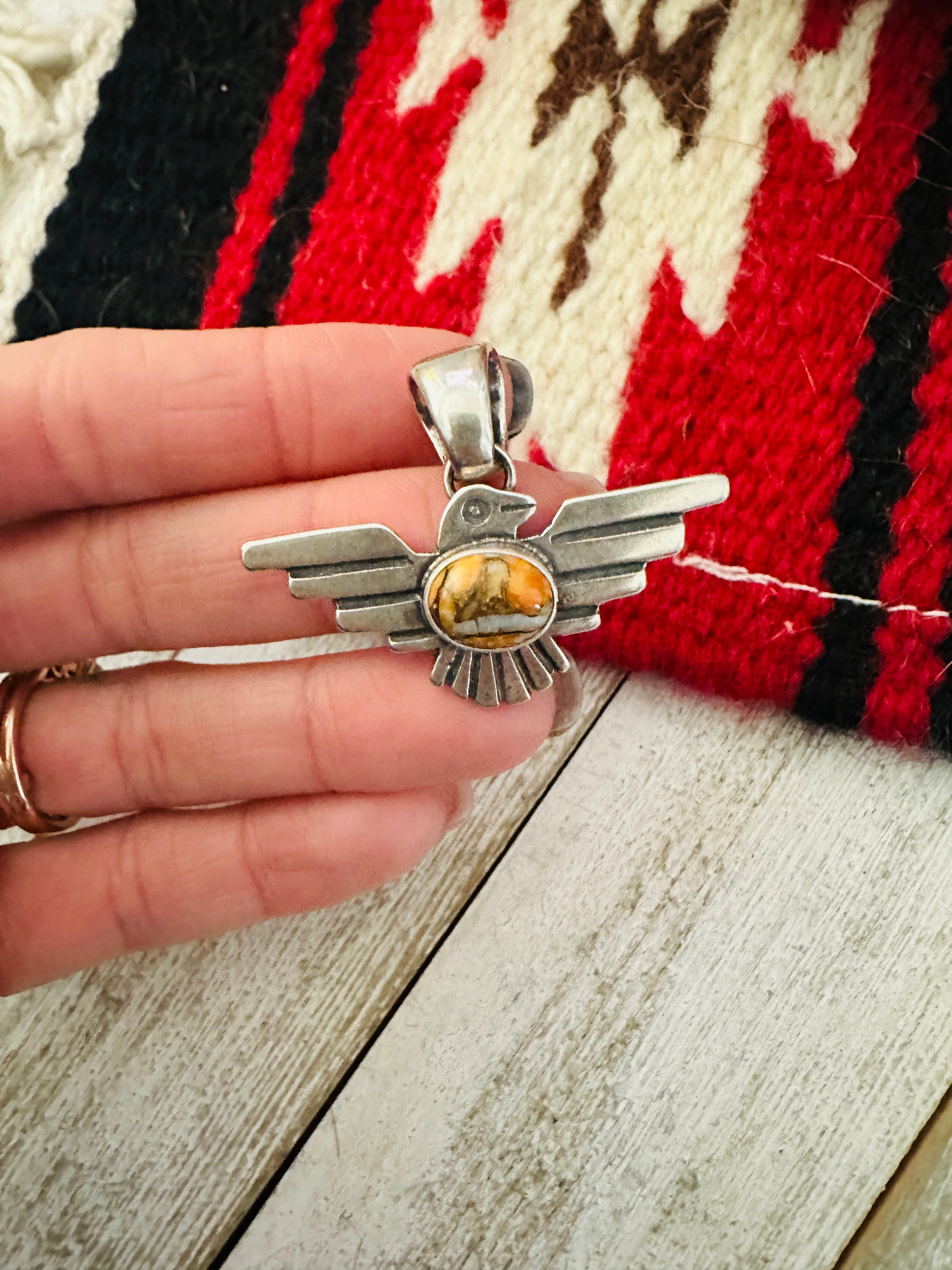 Navajo Spice & Sterling Silver Thunderbird Pendant