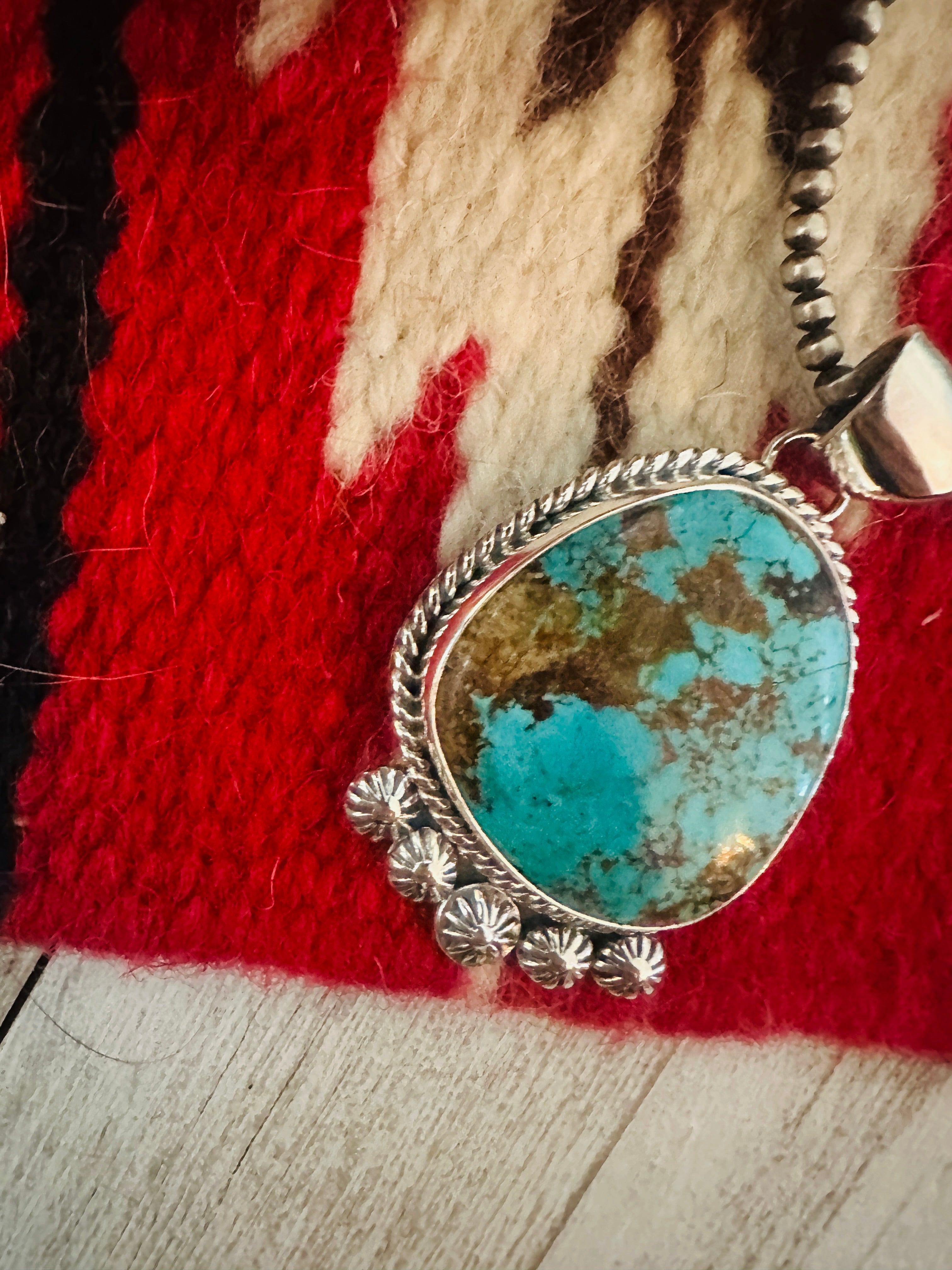 Navajo Number 8 Turquoise & Sterling Silver Pendant