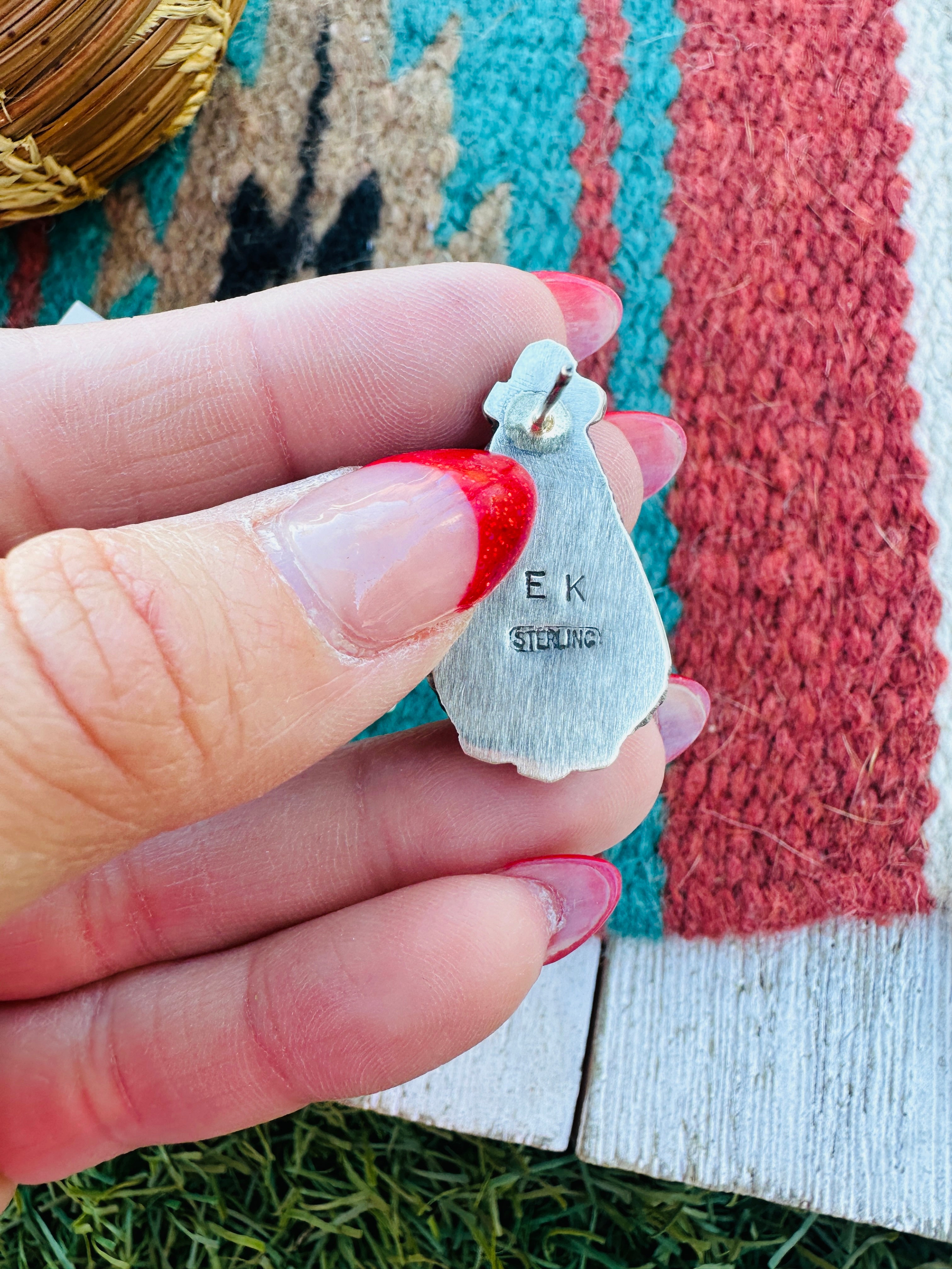 Handcrafted Kingman Turquoise & Sterling Silver Post Earrings