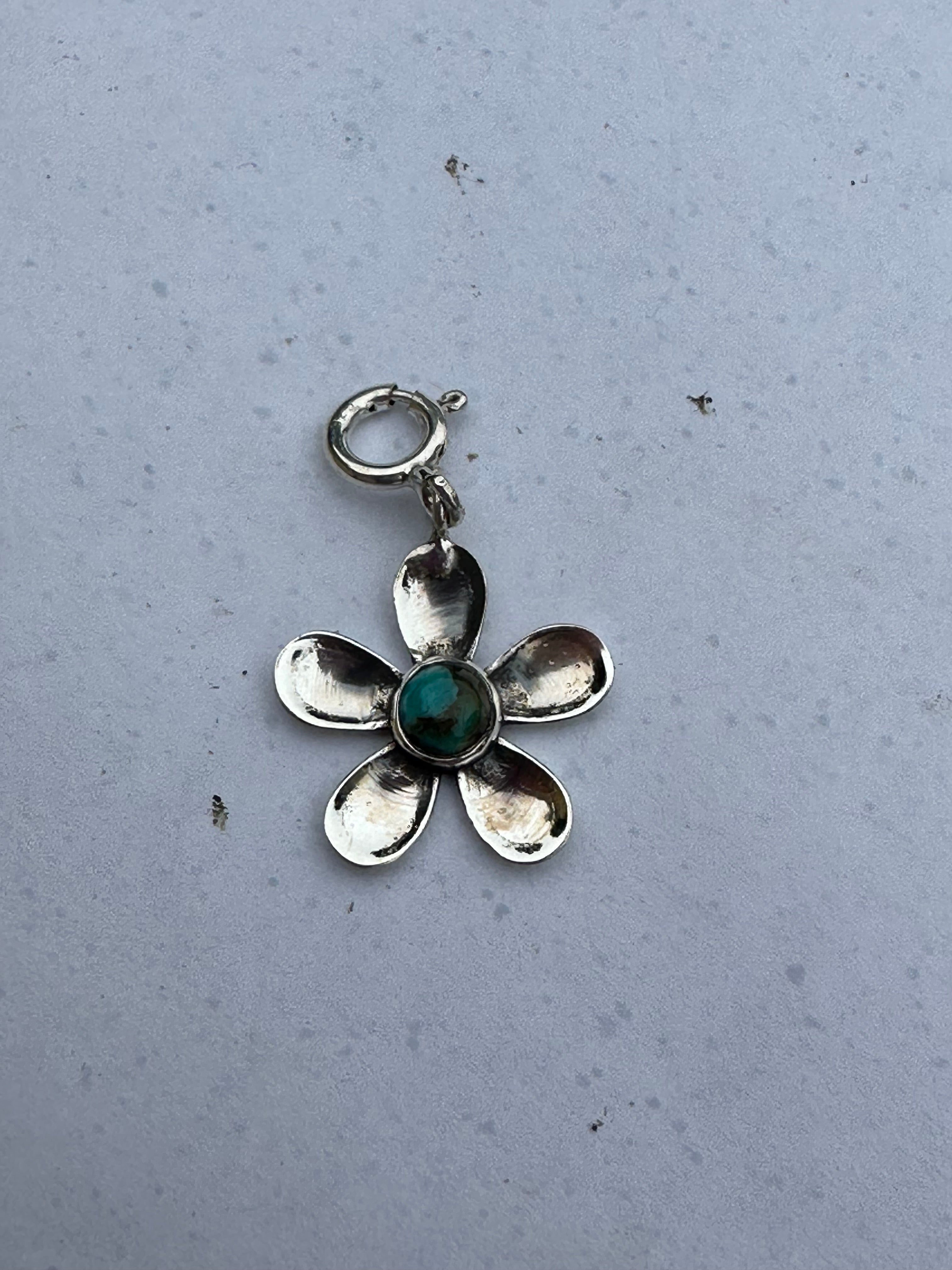 Sterling Silver and Turquoise Daisy Flower Charm