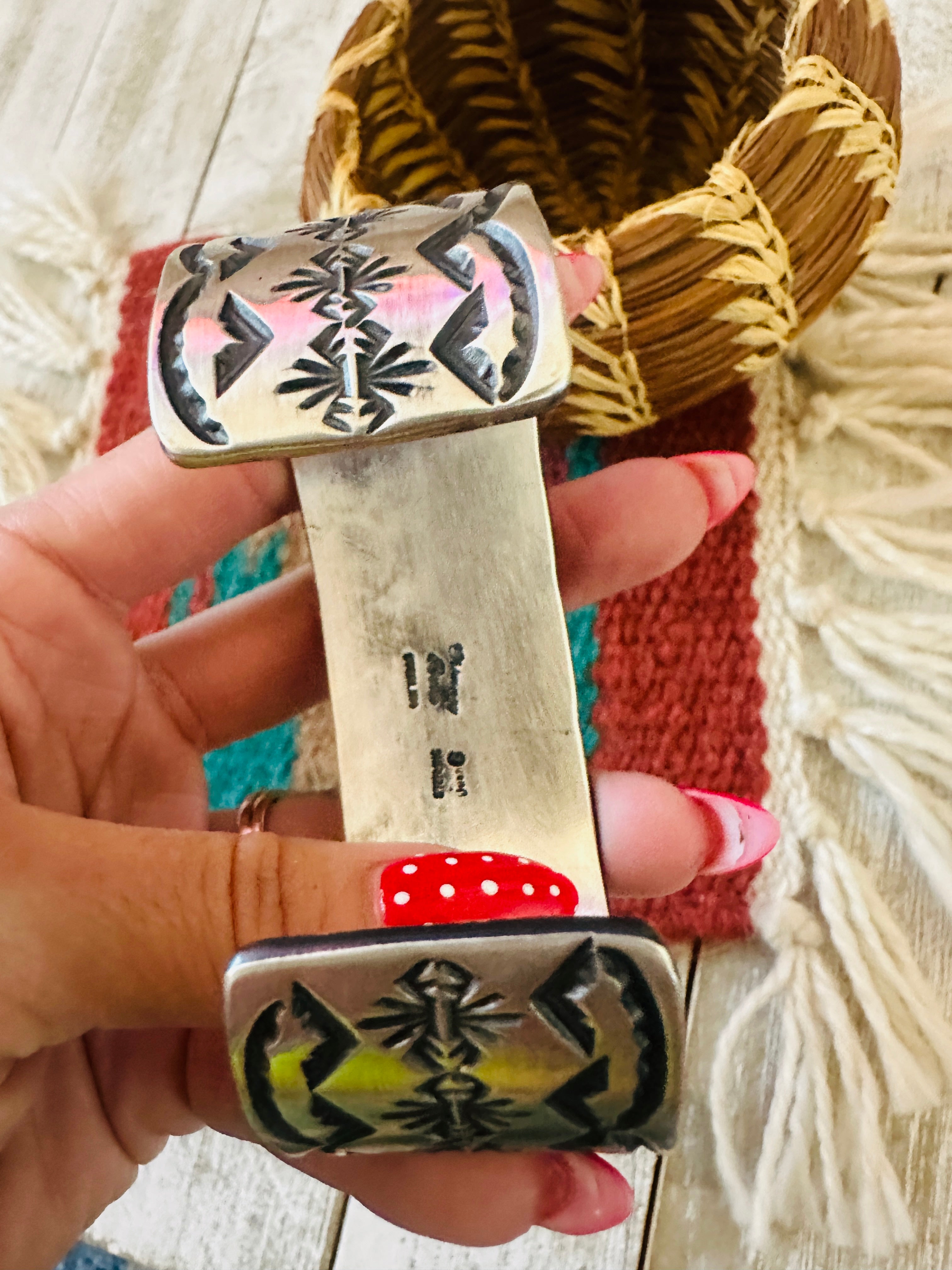 Handcrafted Sterling Silver & Golden Hills Turquoise Cuff Bracelet by Chimney Butte /