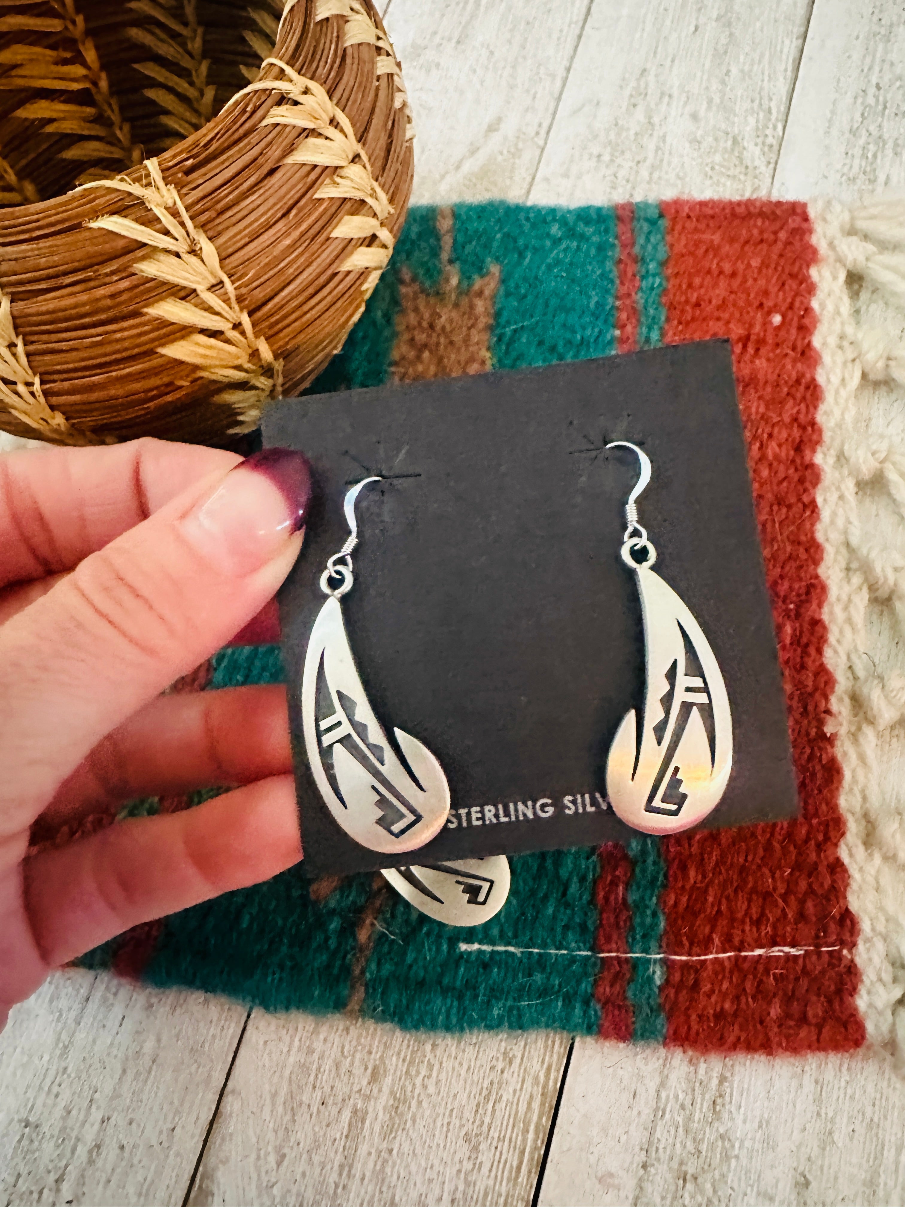 Hopi Sterling Silver Earring And Pendant Set