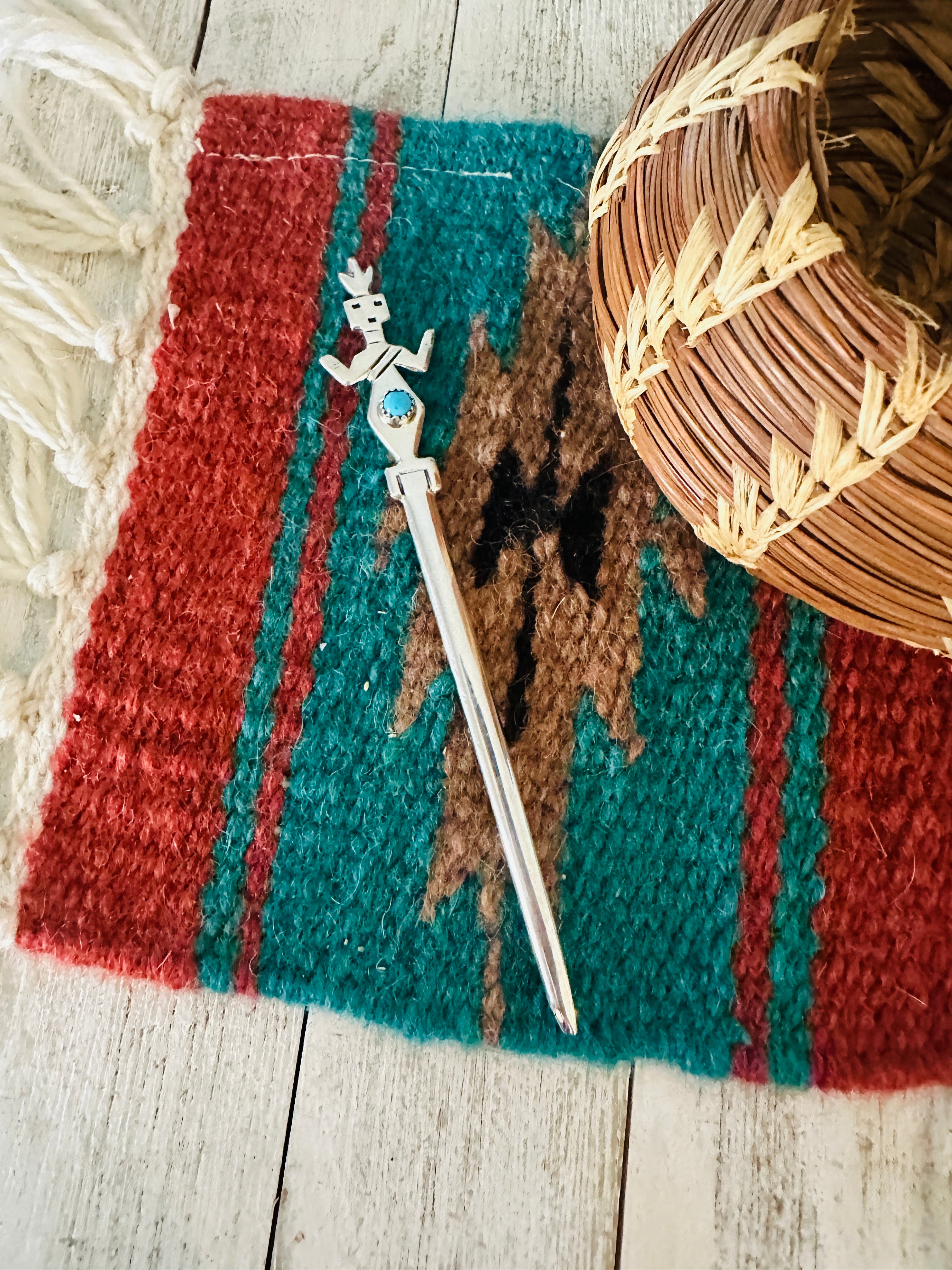 Navajo Turquoise & Sterling Silver Kachina Letter Opener