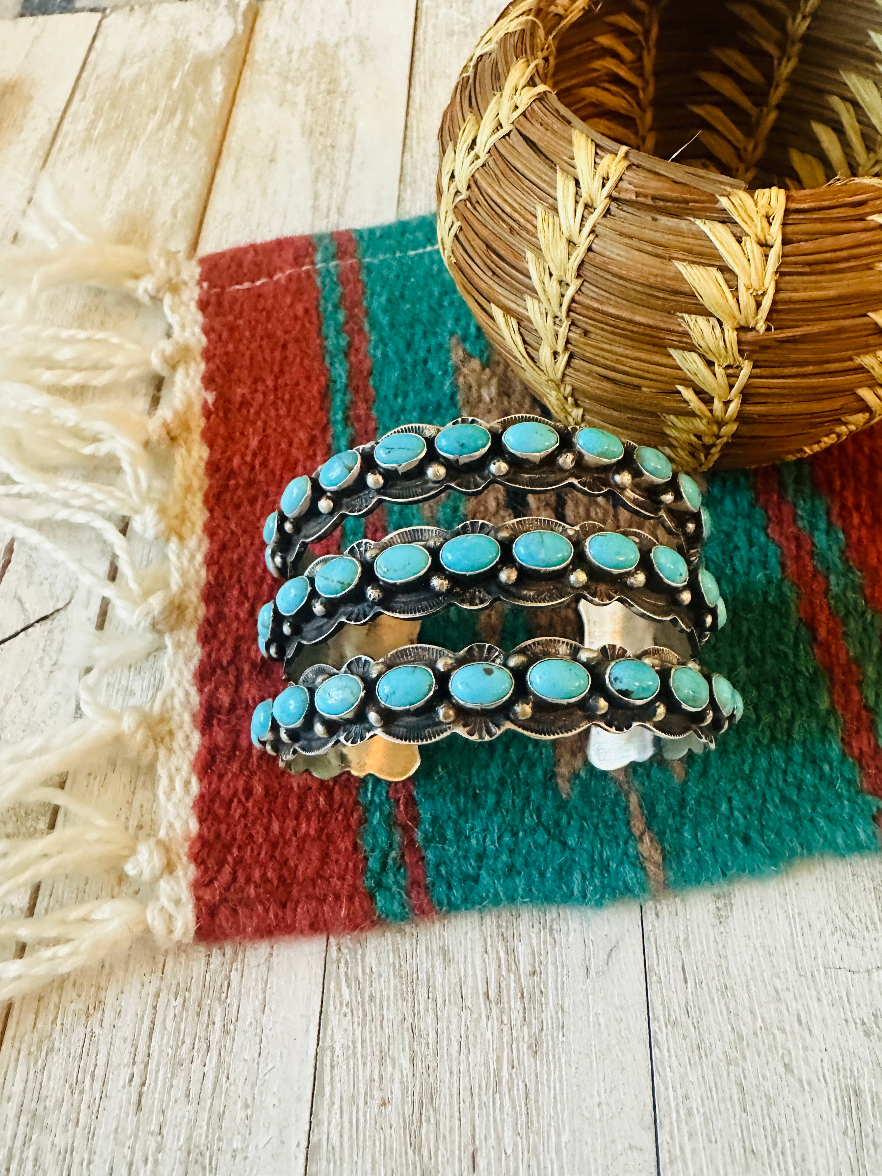 Navajo Turquoise & Sterling Silver Cuff Bracelet by Shawn Cayatineto