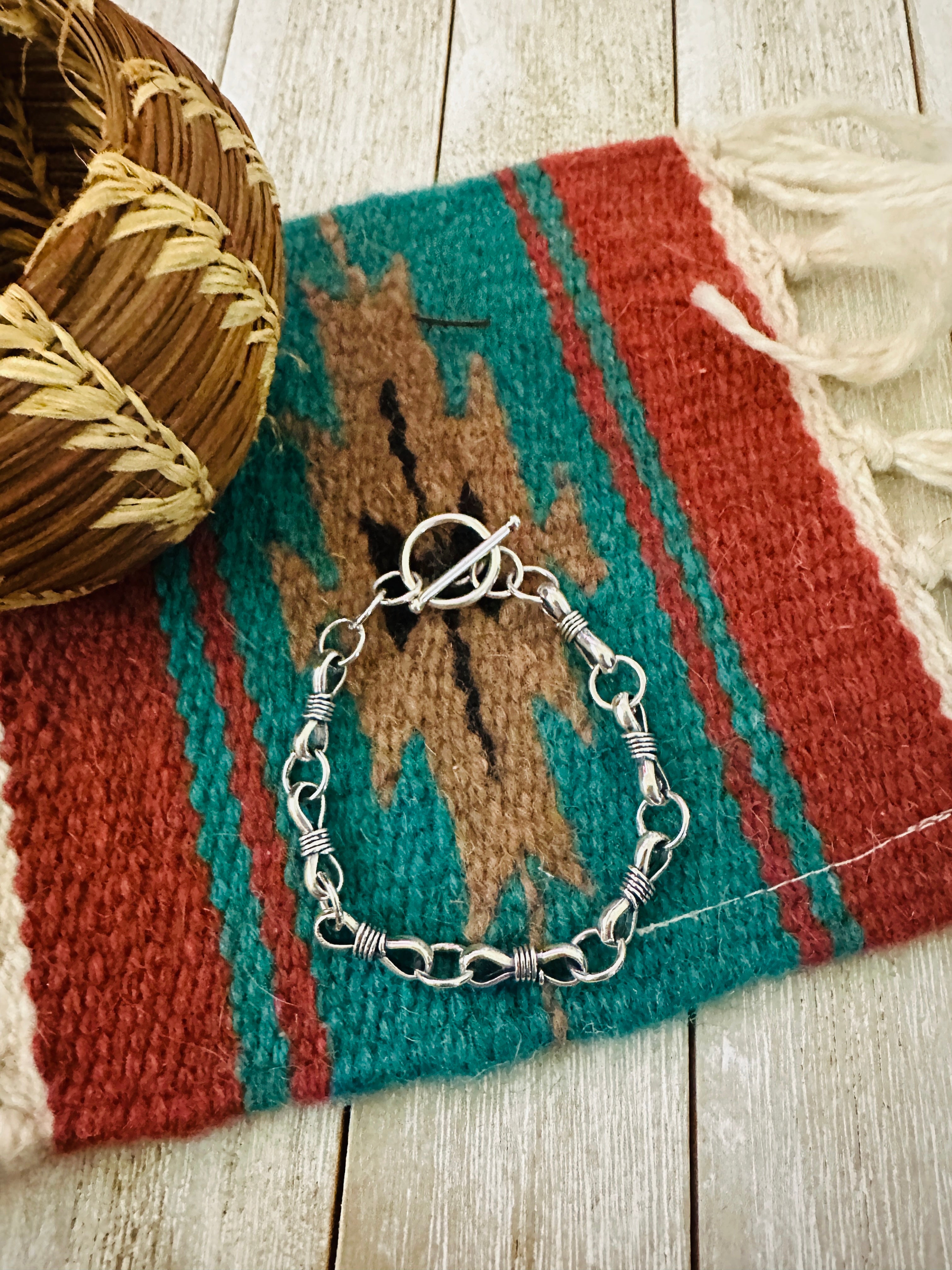 Handcrafted Sterling Silver Chain Link Bracelet 8"