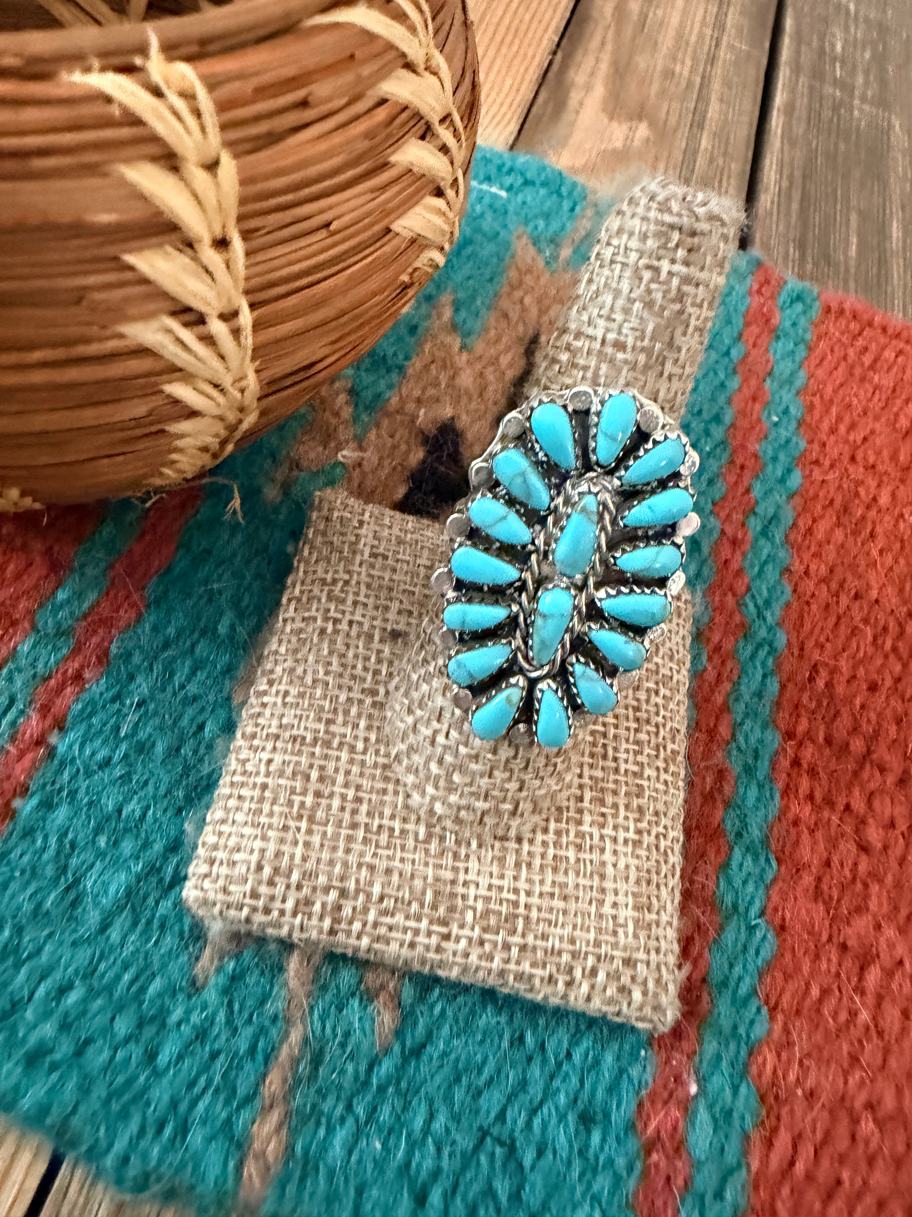 Handcrafted Turquoise & Sterling Silver Cluster Ring