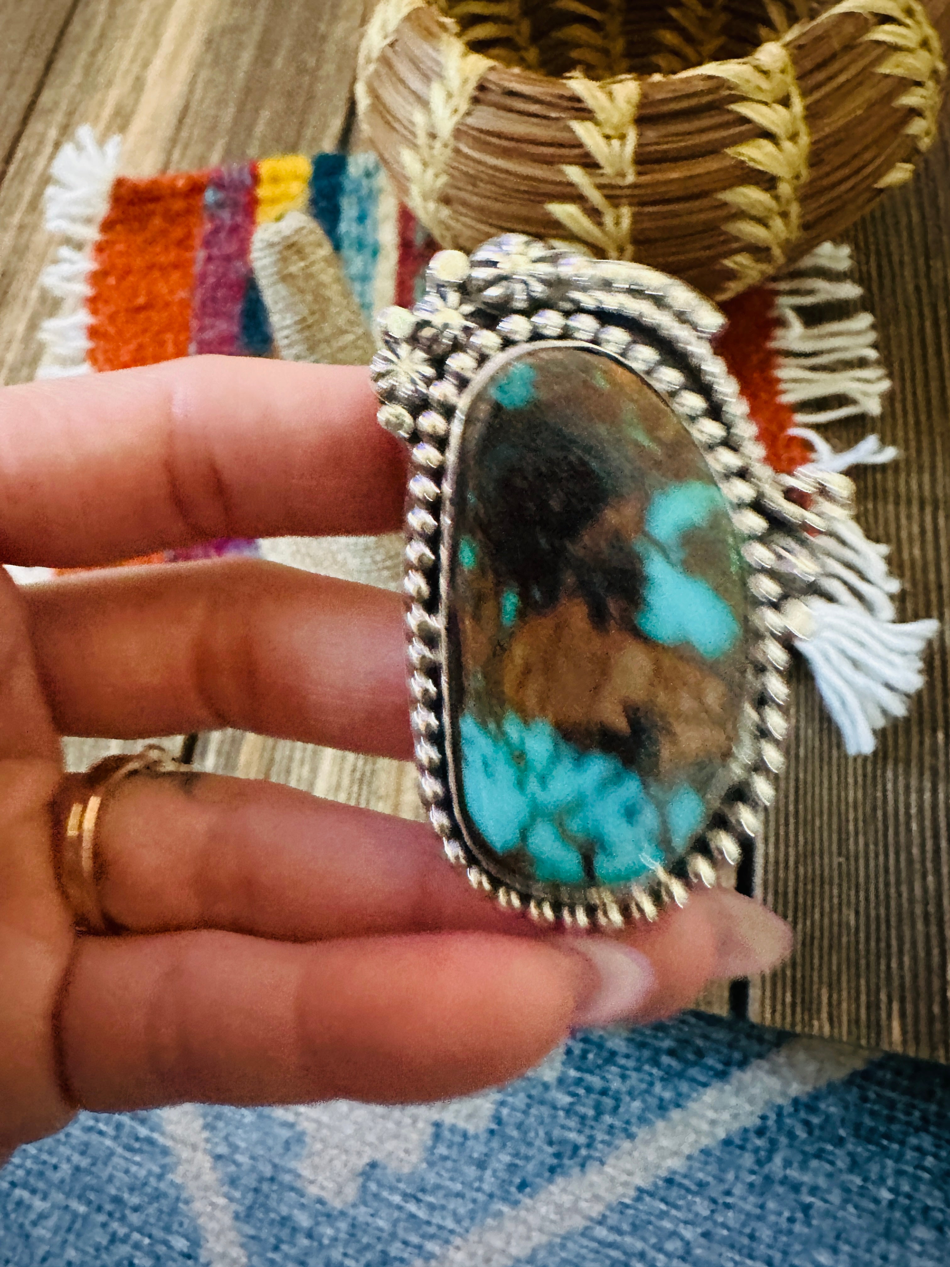 Handcrafted Turquoise & Sterling Silver Ring 8 by Rosella Paxson