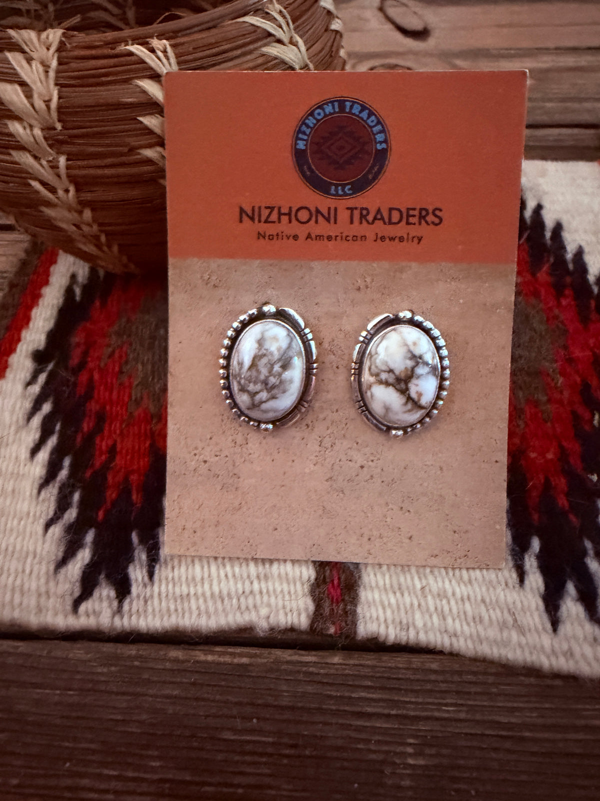 Handcrafted White Buffalo & Sterling Silver Post Earrings