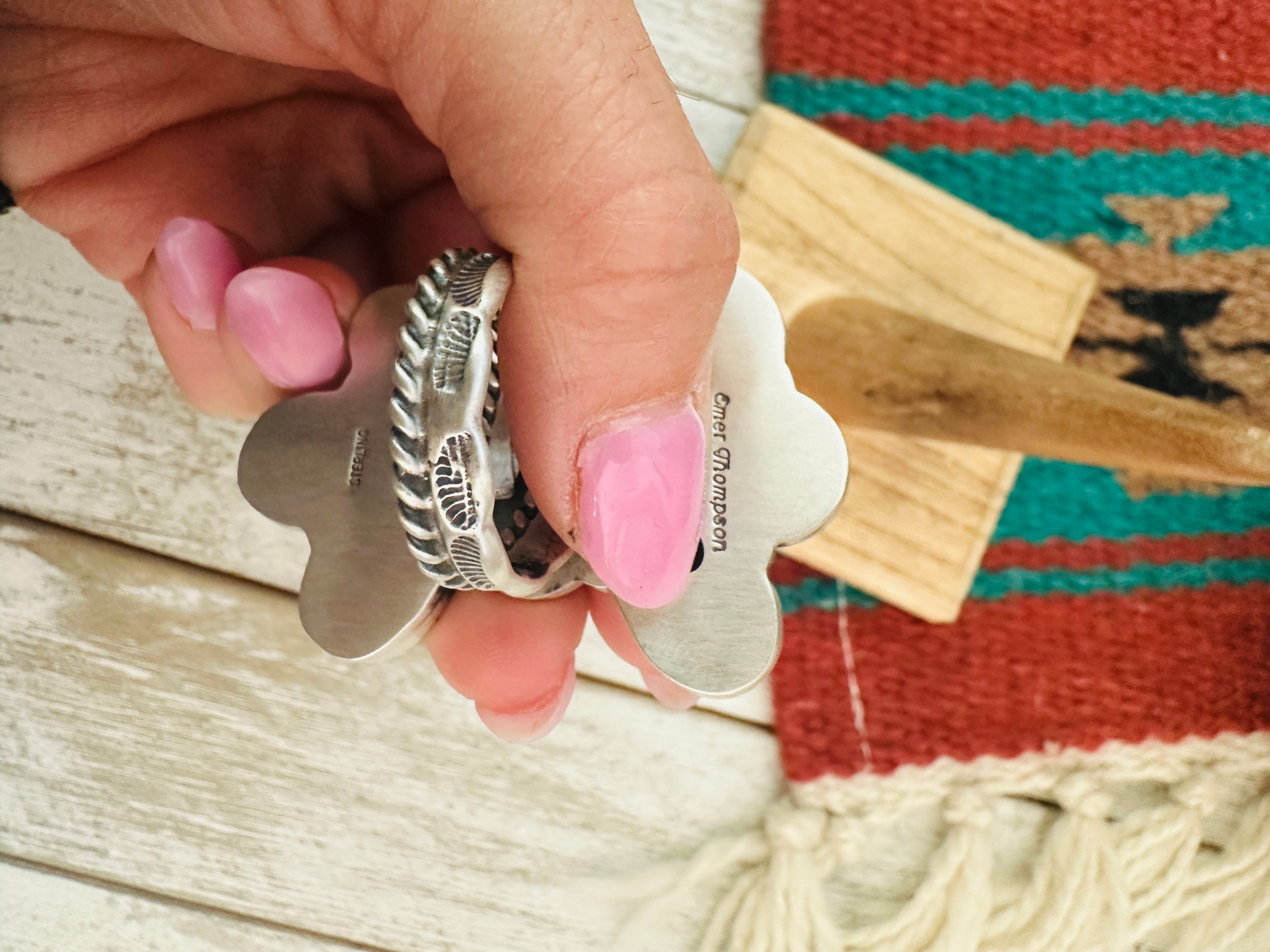 Navajo Multi Turquoise & Sterling Silver Adjustable Cluster Ring