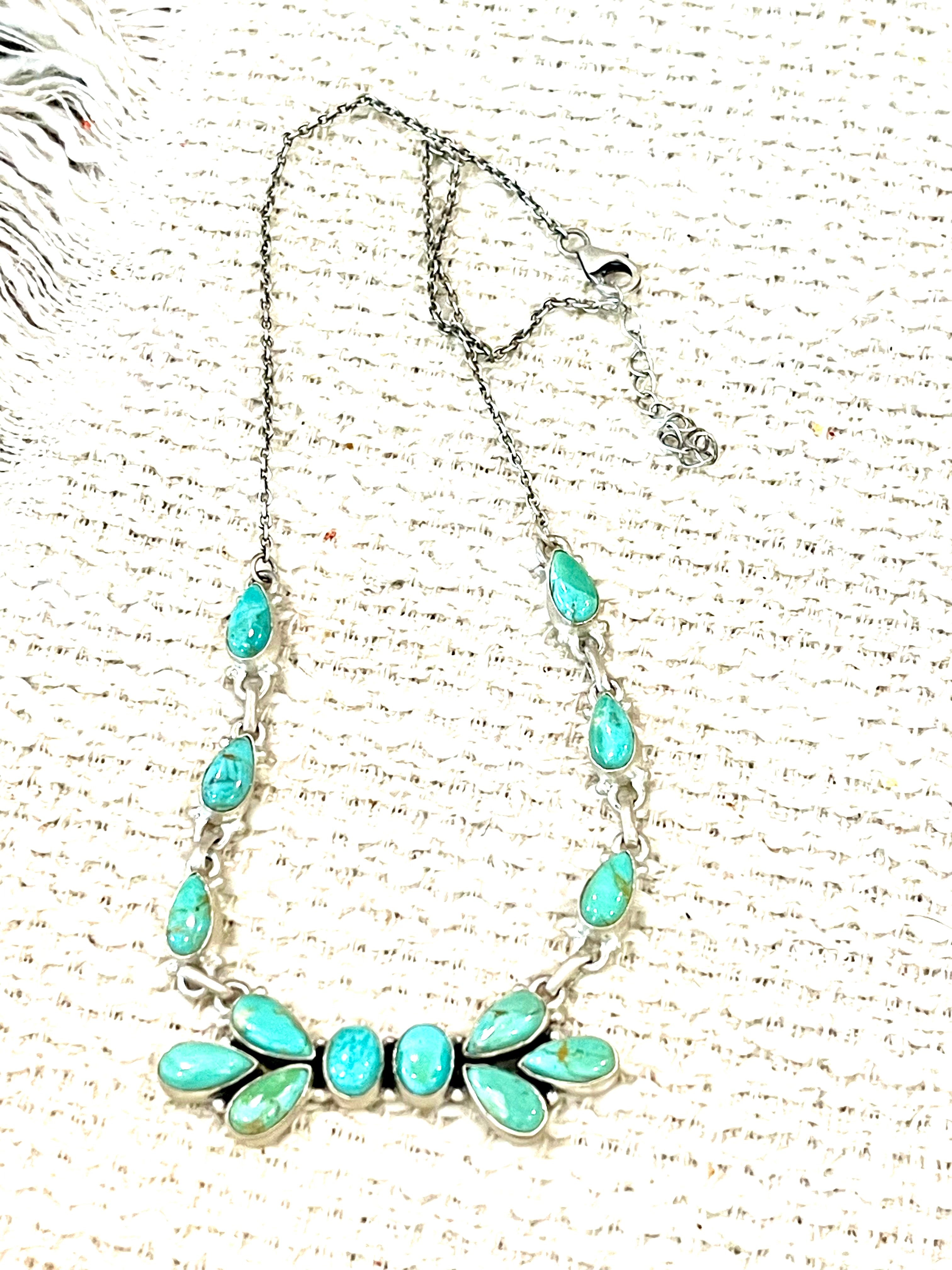 Handmade Sterling Silver & Kingman Turquoise Necklace
