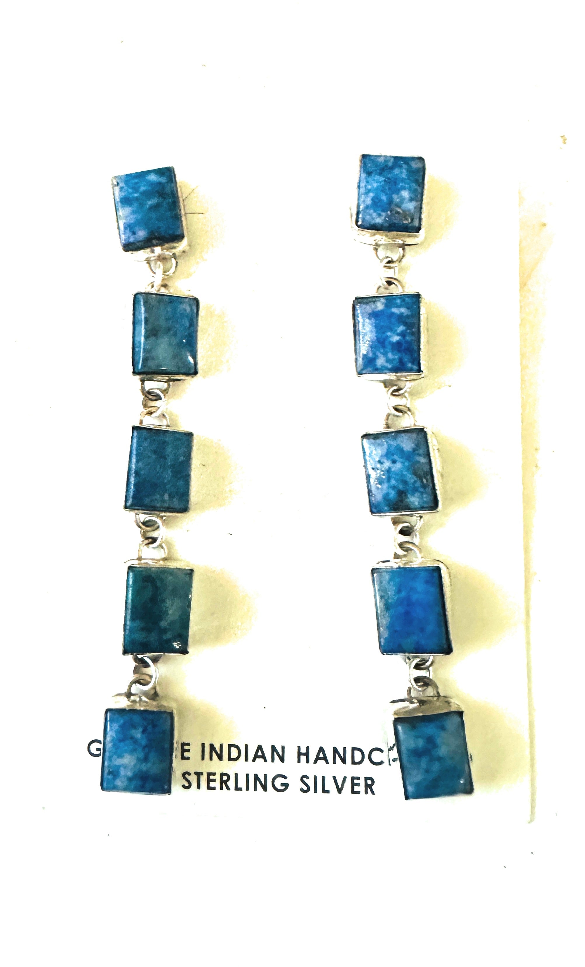 Navajo Denim Lapis & Sterling Silver Dangle Earrings