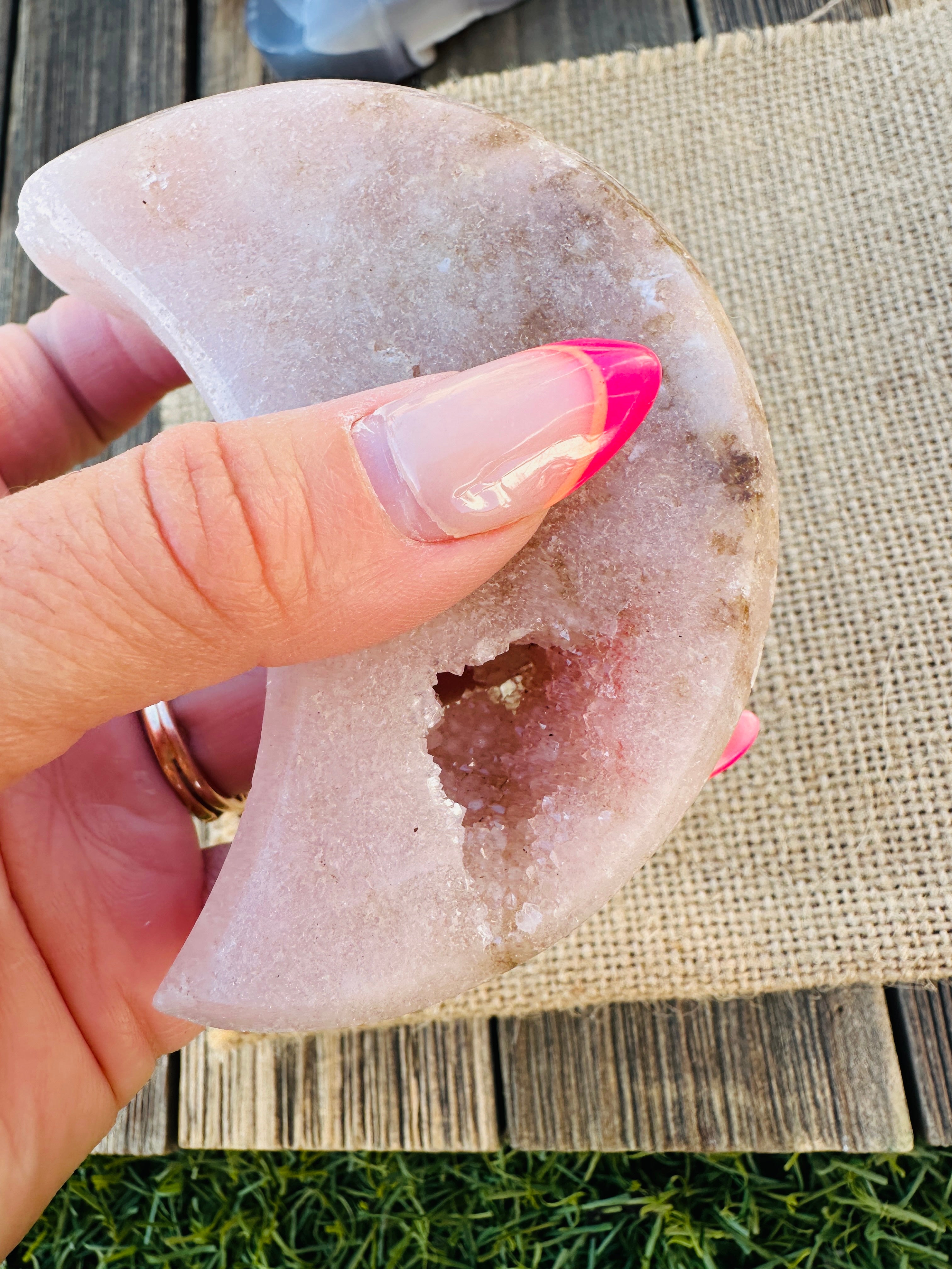 ✨ Nizhoni Crystals ✨  Pink Amethyst Crescent Moon