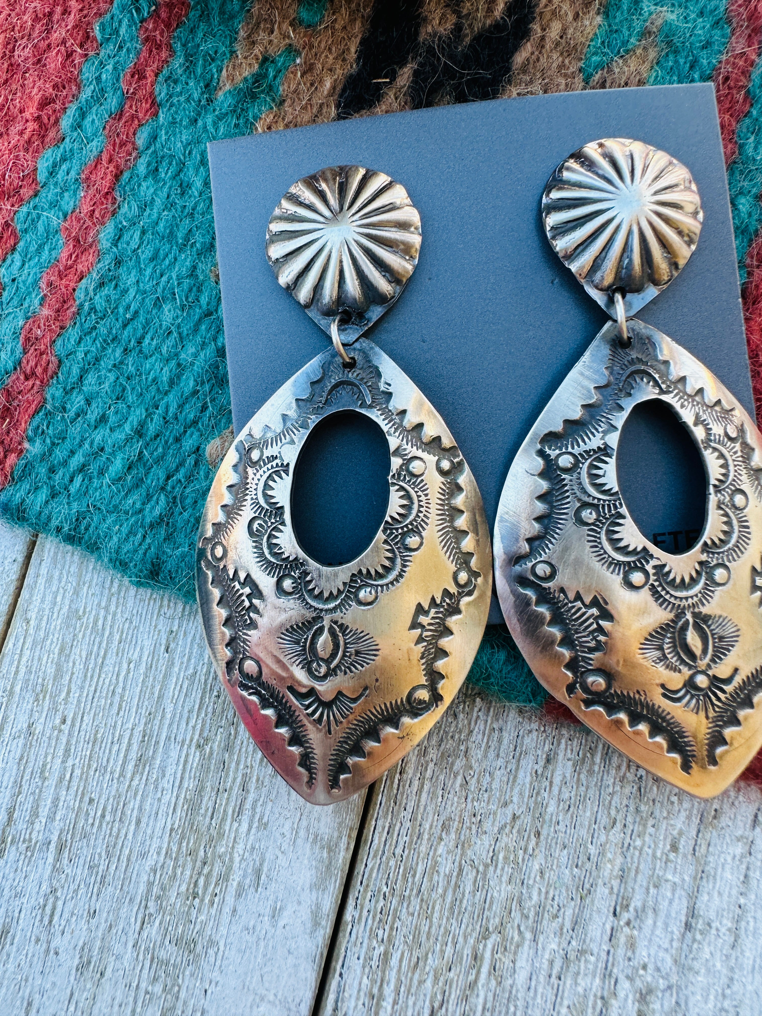 Handcrafted Sterling Silver Concho Dangle Earrings