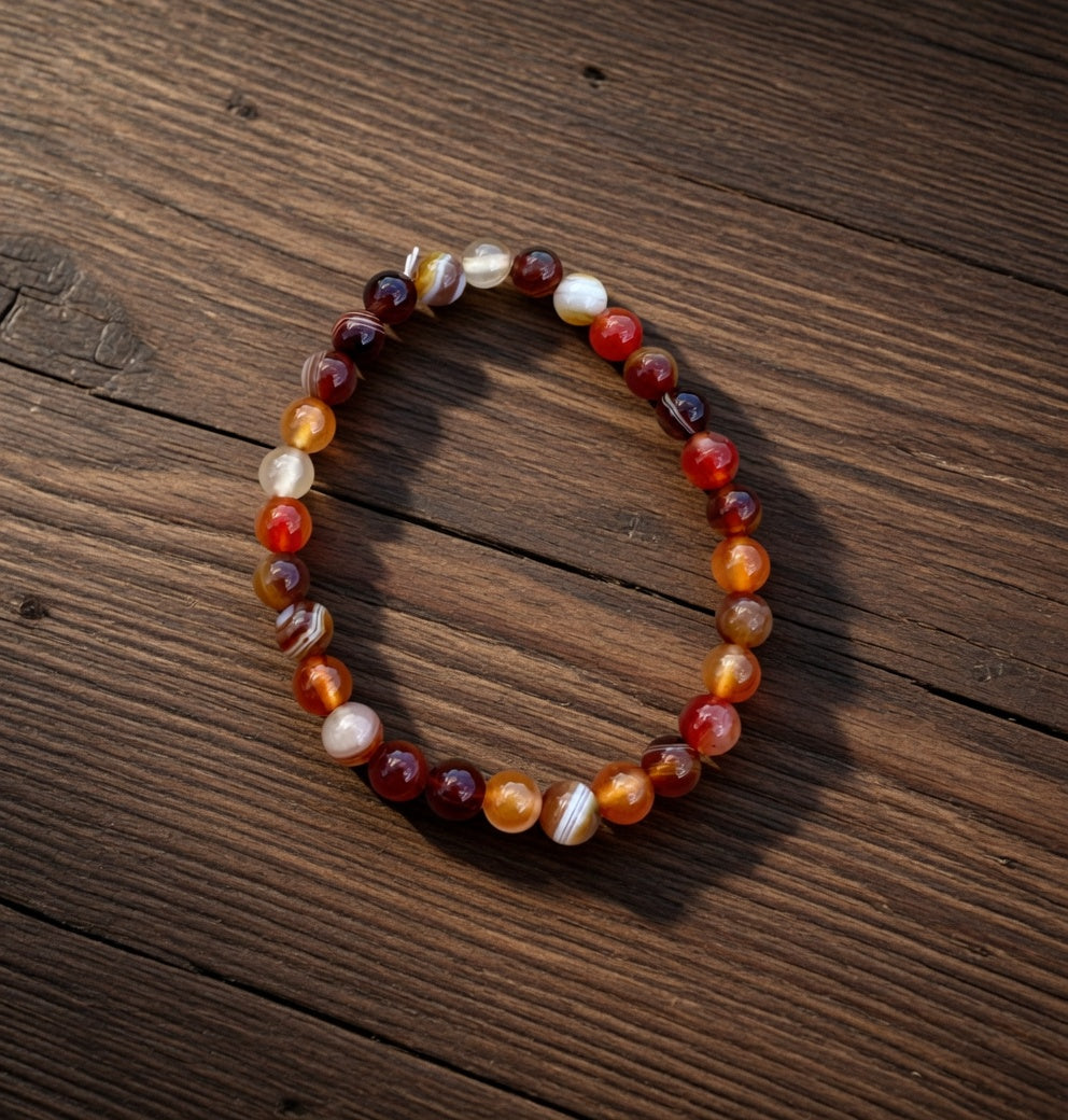 Red Agate 6mm beaded stretch bracelet