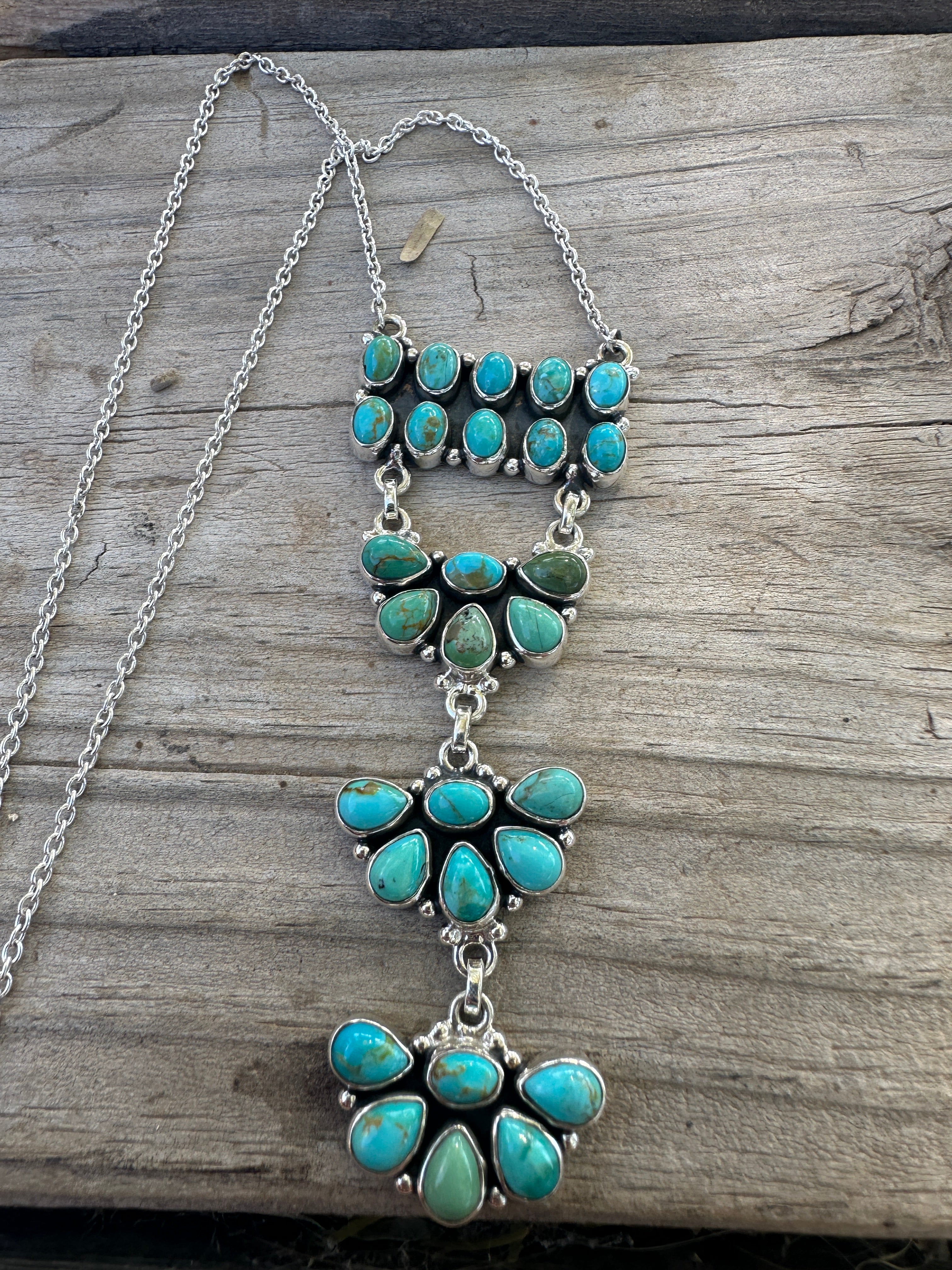 Beautiful Handmade Sterling Silver & Turquoise Drop Necklace