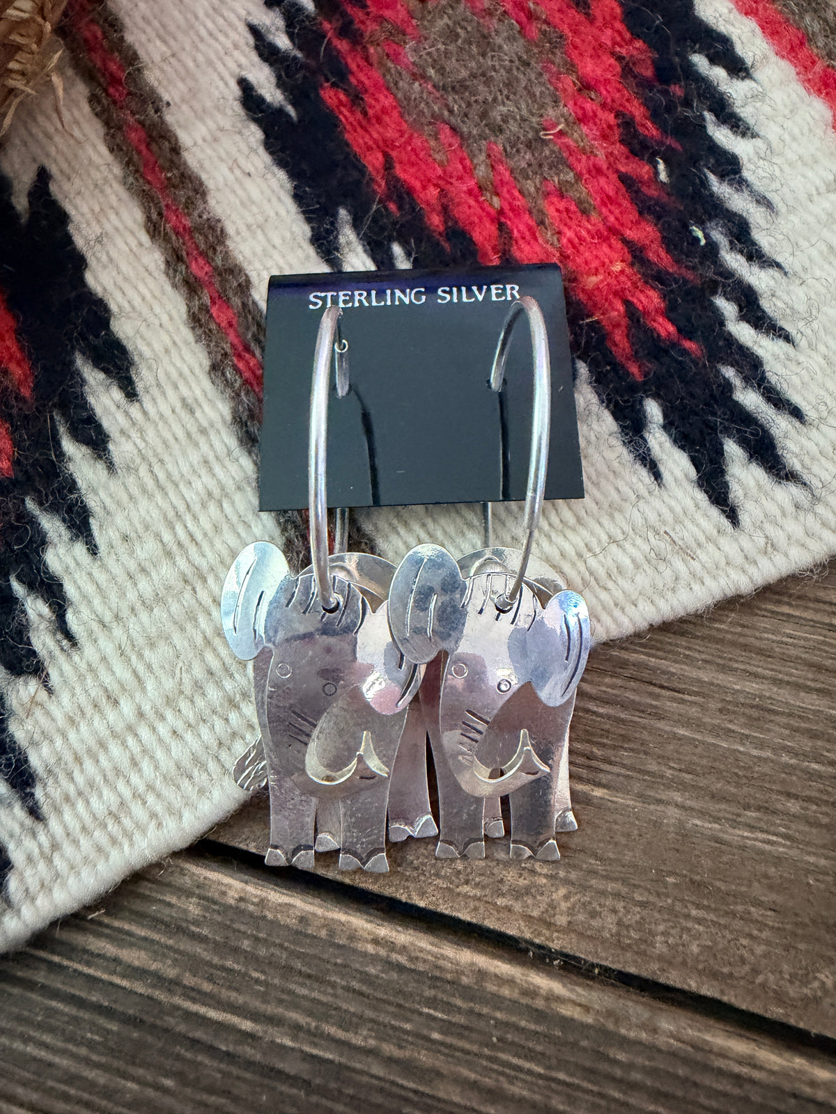 Handcrafted Sterling Silver Elephant Hoop Earrings