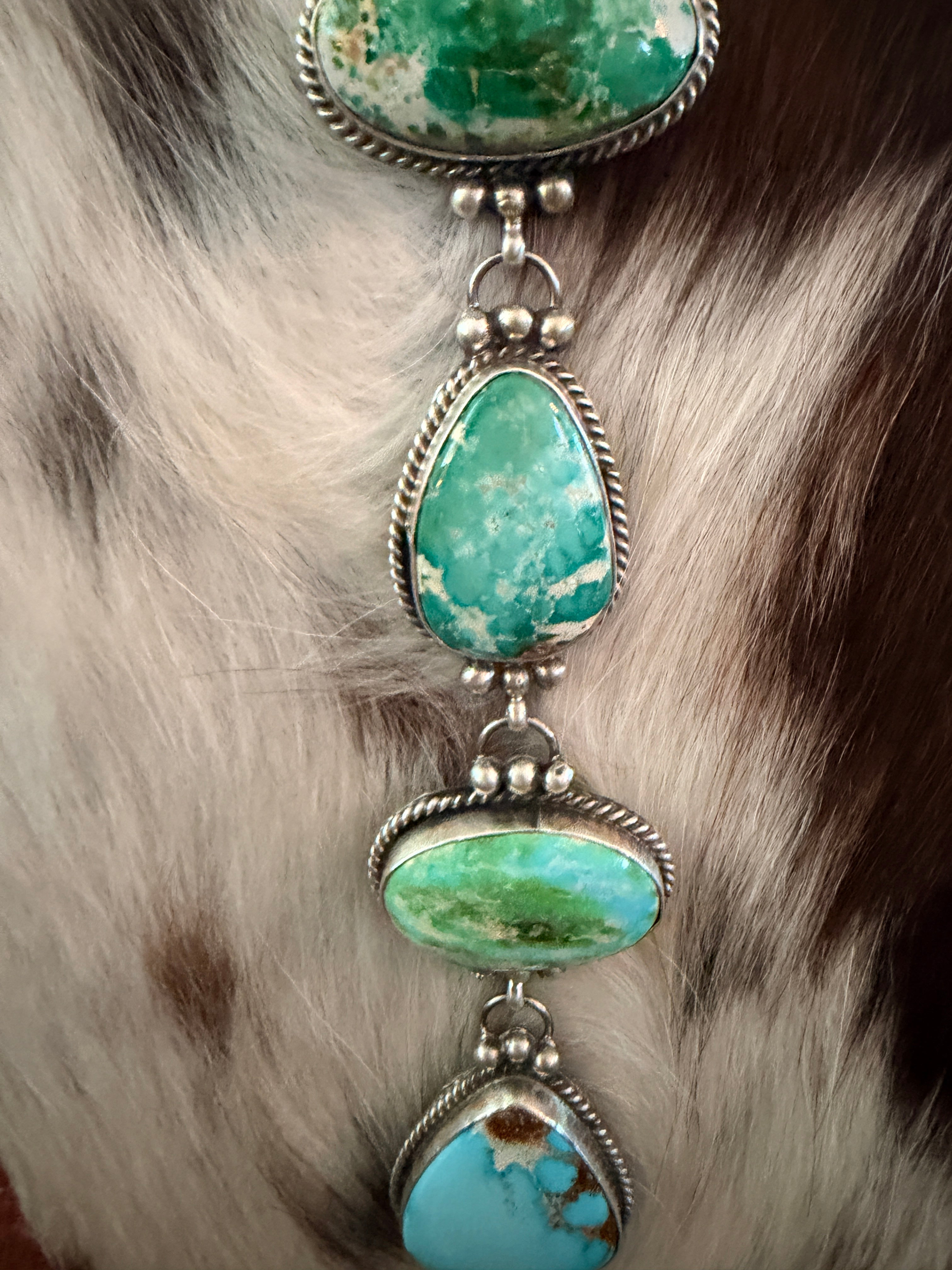 Handcrafted Multi Turquoise & Sterling Silver Lariat Necklace by Vicky Hicks